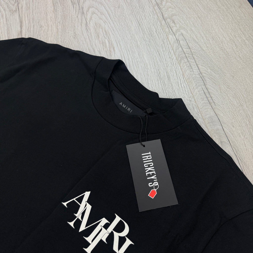 Amiri Men’s Black Staggered Logo T-shirt