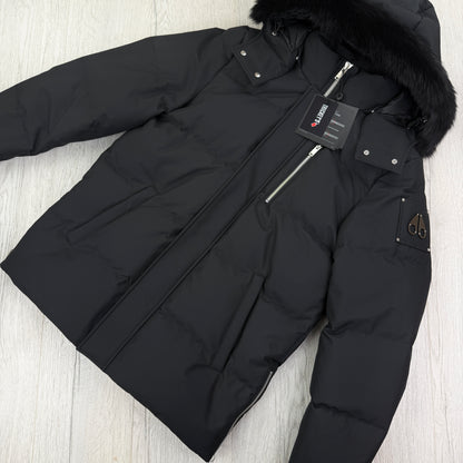 Moose Knuckles Men’s Black 3Q Shearling-Trim Jacket