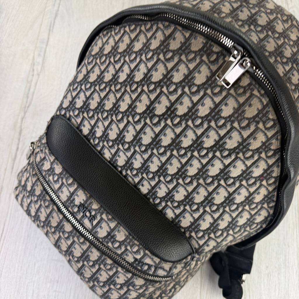 Christian Dior Beige and Black Oblique Jacquard Men’s Backpack