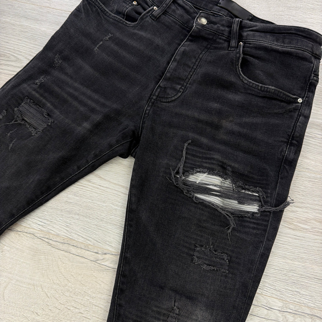 Amiri Men’s MX1 Aged Black Distressed Jeans - Uk 32