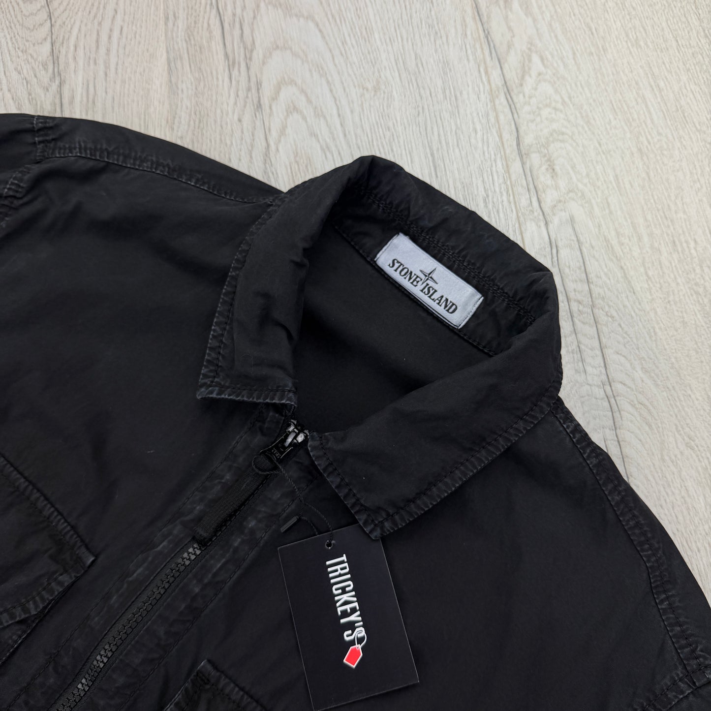 Stone Island Men’s Black Zipped Over-shirt - Large