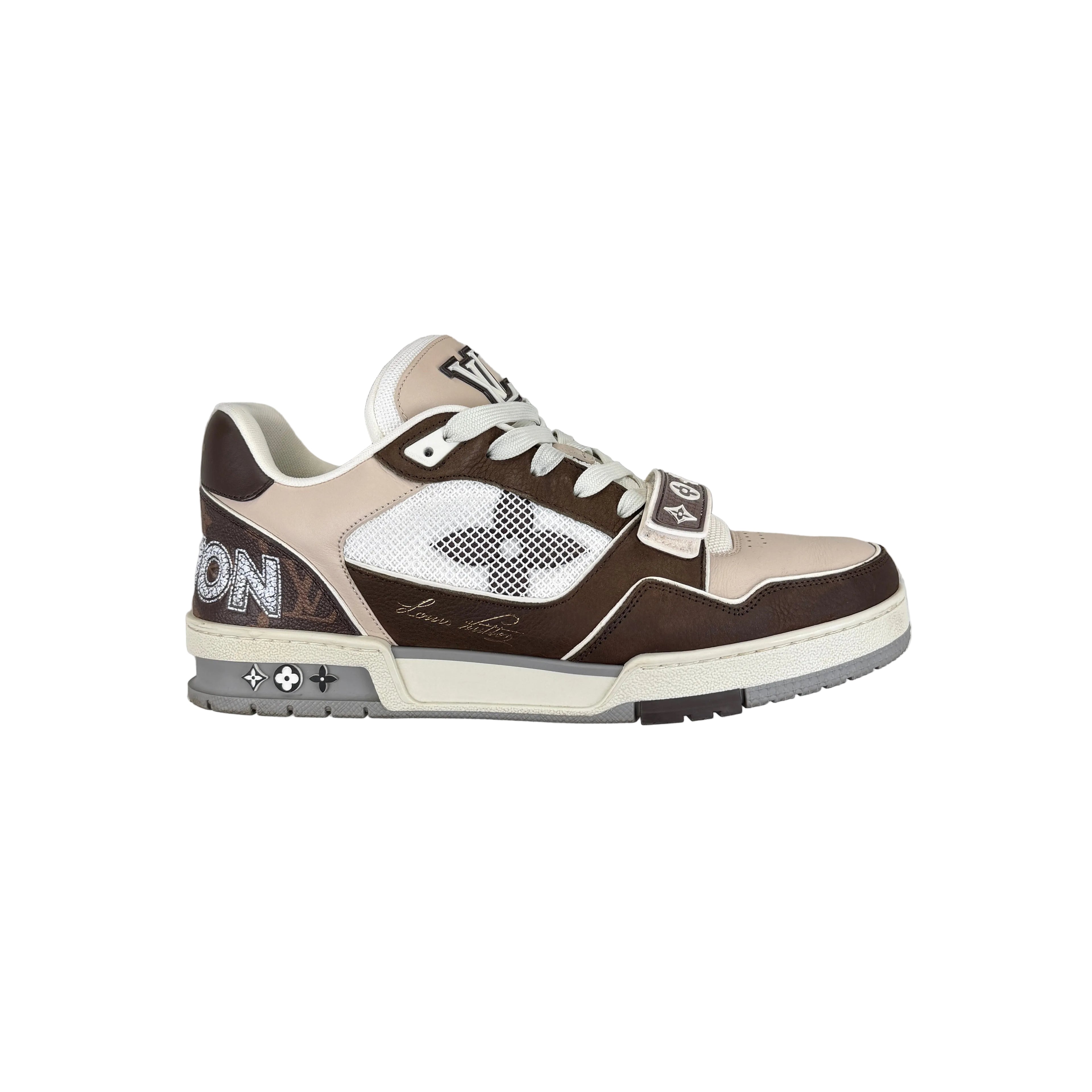 Louis Vuitton Men’s Moka Brown Monogram Flower Trainers - Uk 8 (Fit 8.5/9)