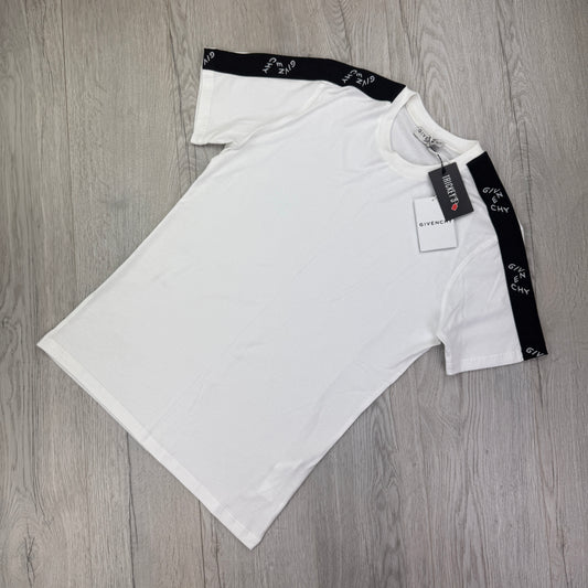 Givenchy Men’s White T-shirt Tape Logo - Large