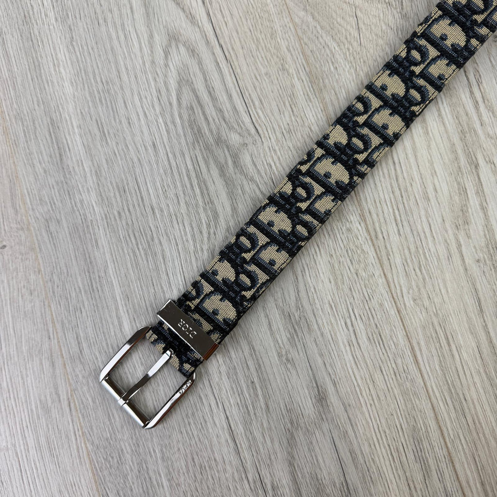 Dior Men’s Oblique Belt With Silver Buckle - 90 (Uk 30 -34)