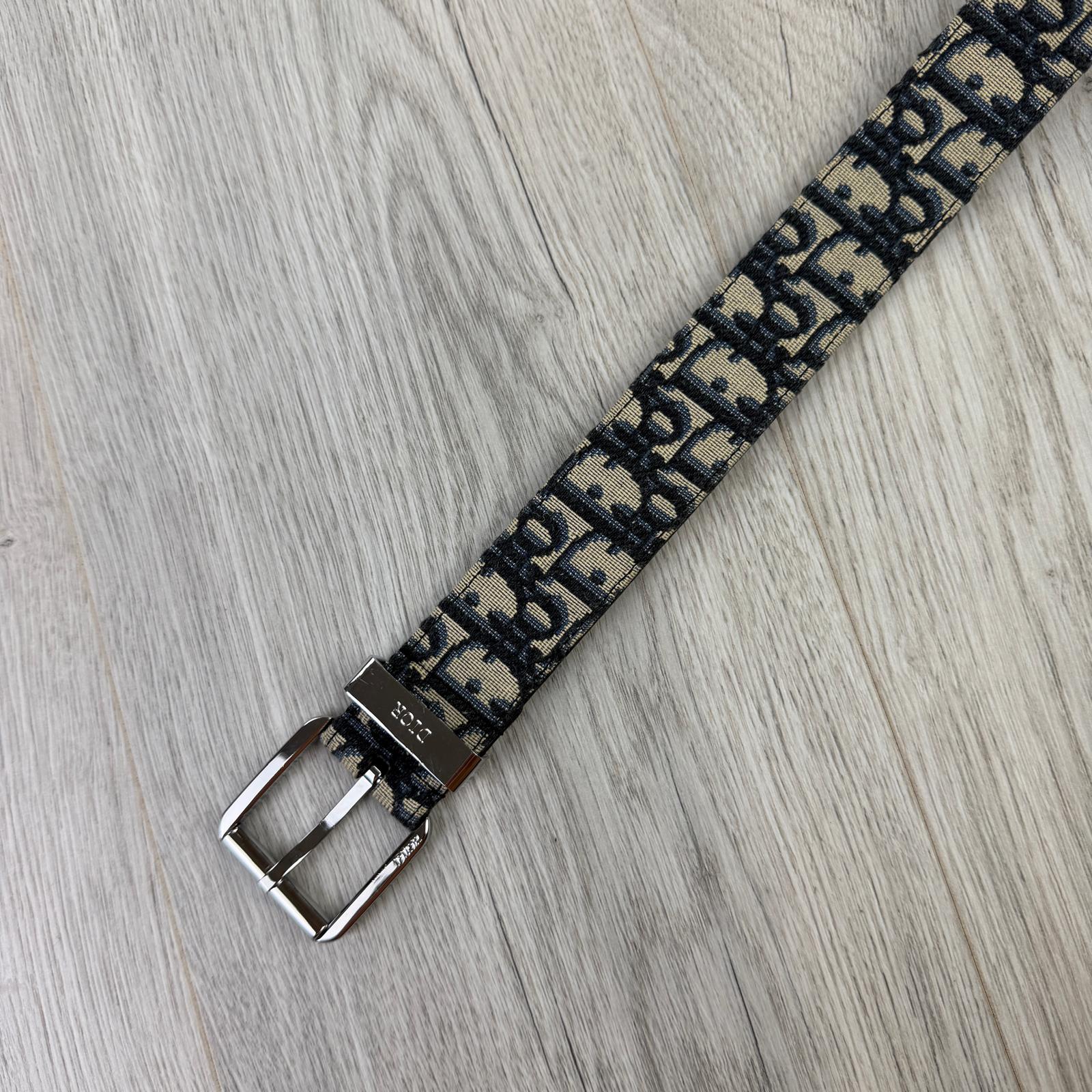 Dior Men’s Oblique Belt With Silver Buckle - 90 (Uk 30 -34)