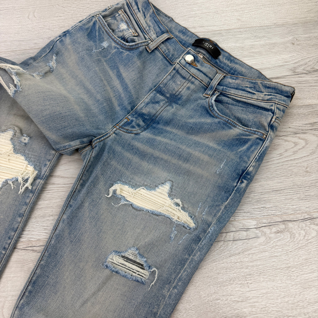 Amiri Men’s MX1 Blue Denim Jeans With Side Logo - Uk 32
