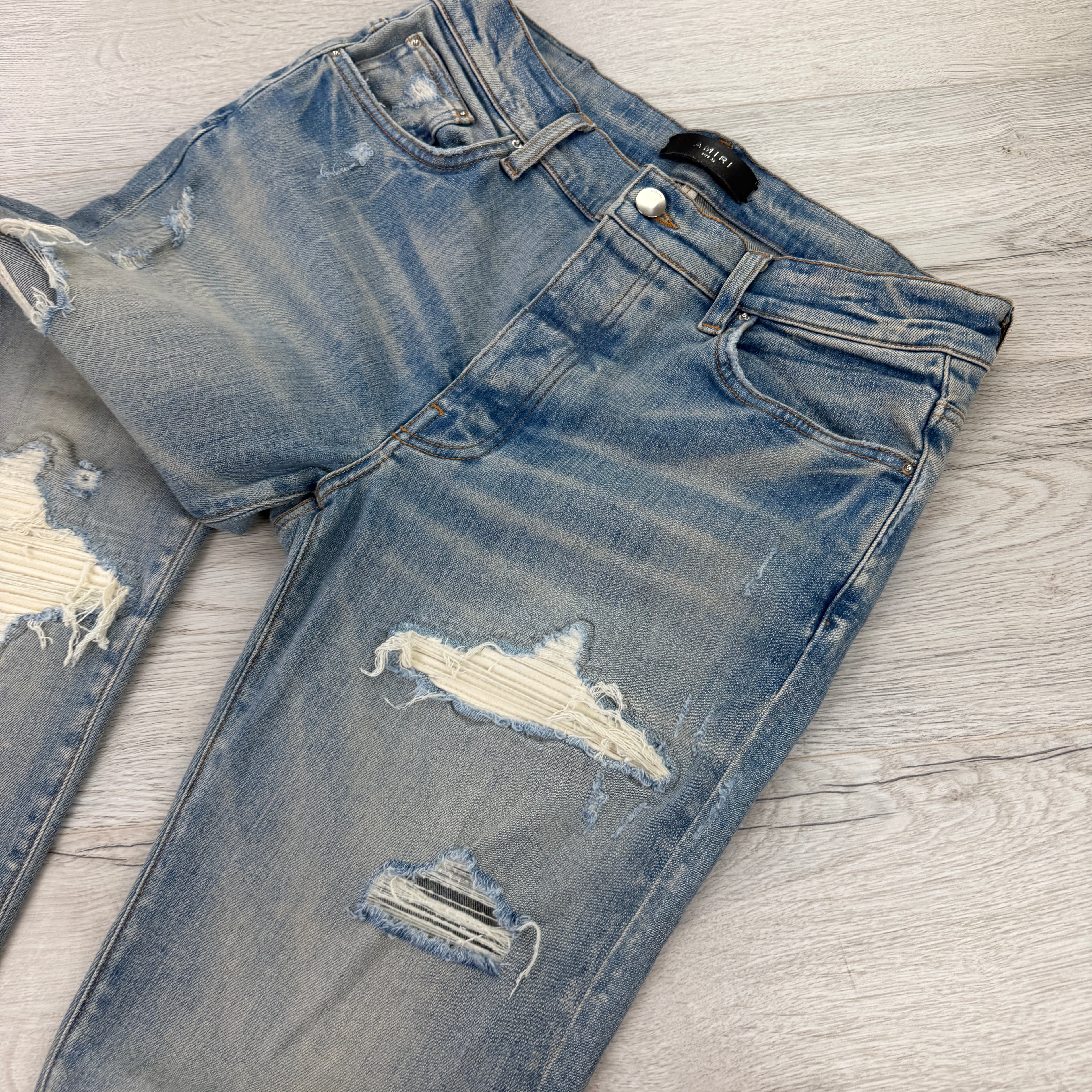 Amiri Men’s MX1 Blue Denim Jeans With Side Logo - Uk 32