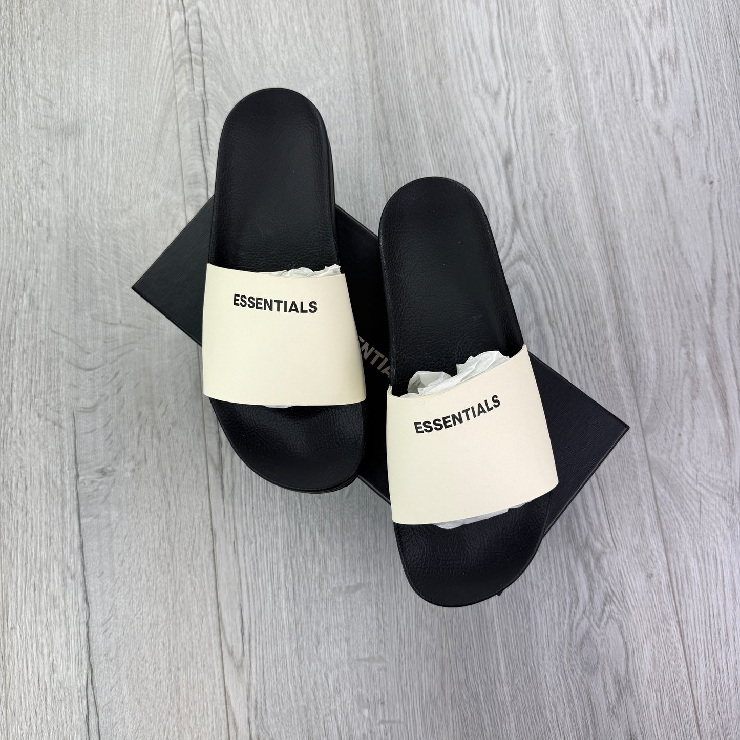 Essentials Men’s Black & Beige Sliders