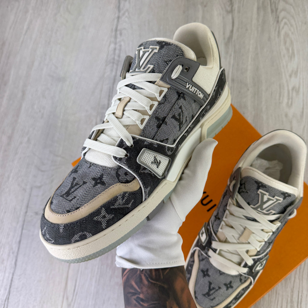 Louis Vuitton Men’s Grey / White Monogram Low Trainers - Uk 9.5 (Fit 10/10.5)