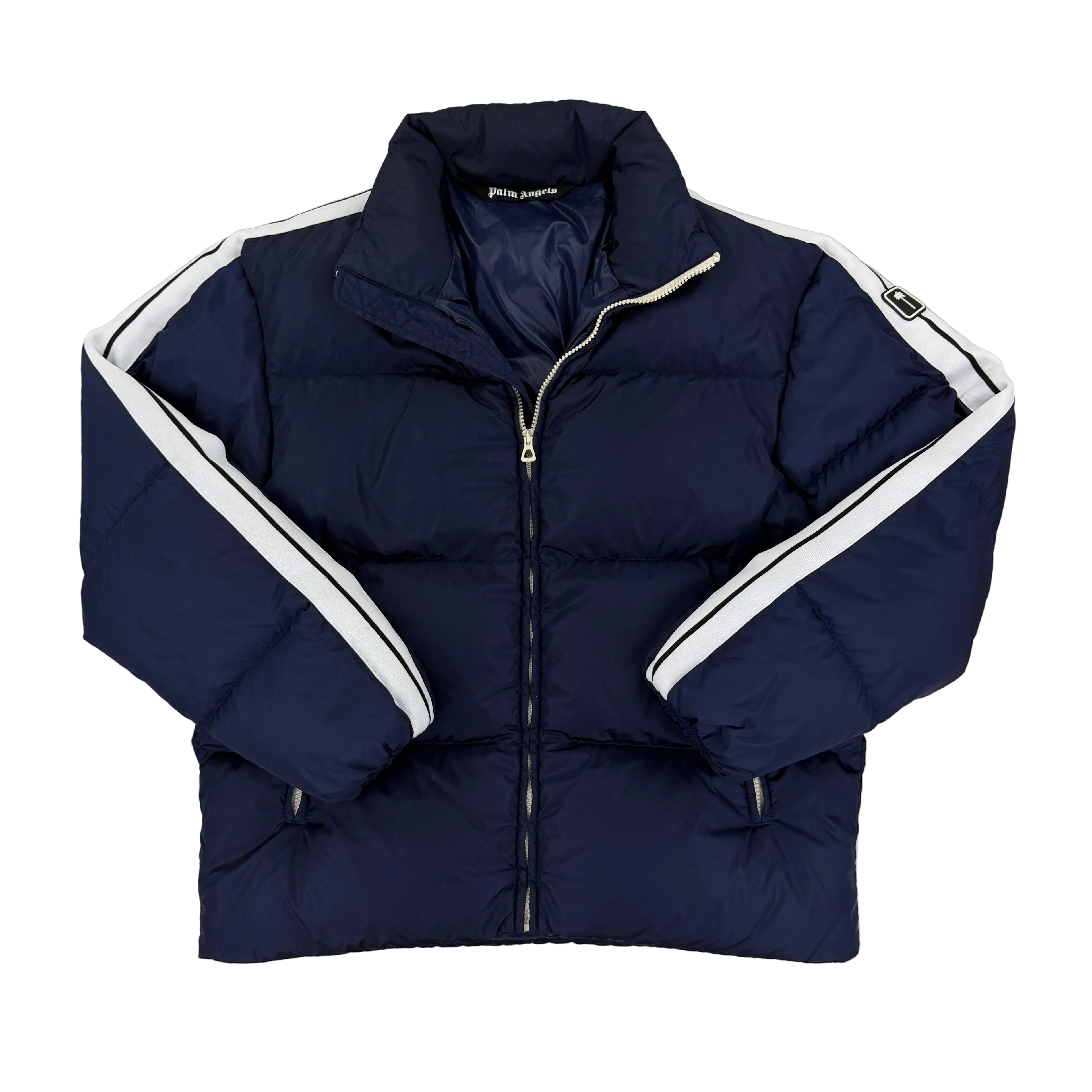 Palm Angels Men’s Navy Track Down Puffer Jacket - Small