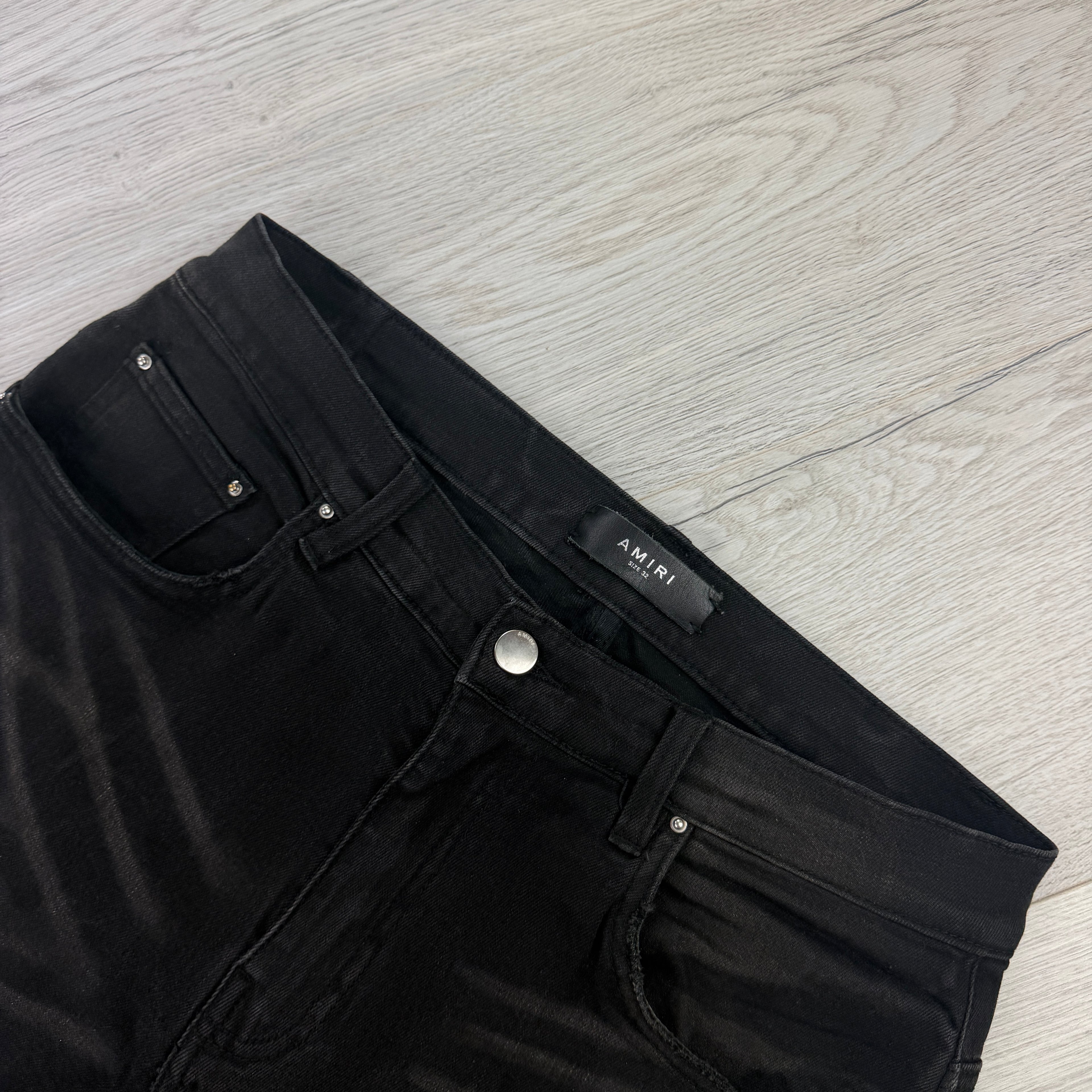 Amiri Men’s Boucle MX1 Aged Black Distressed Jeans - Uk 30/31