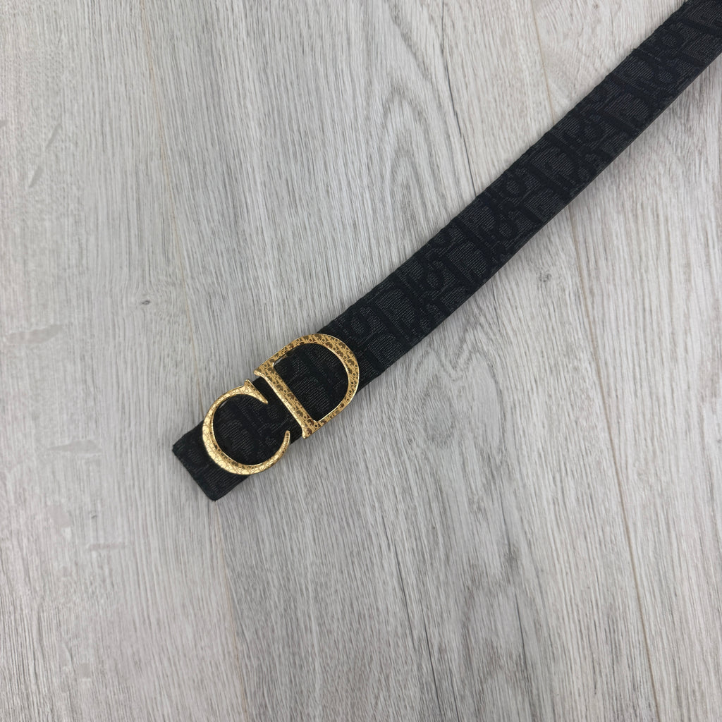 Dior Men’s Oblique Belt With Gold CD Buckle - 95 (Uk 30 -34)