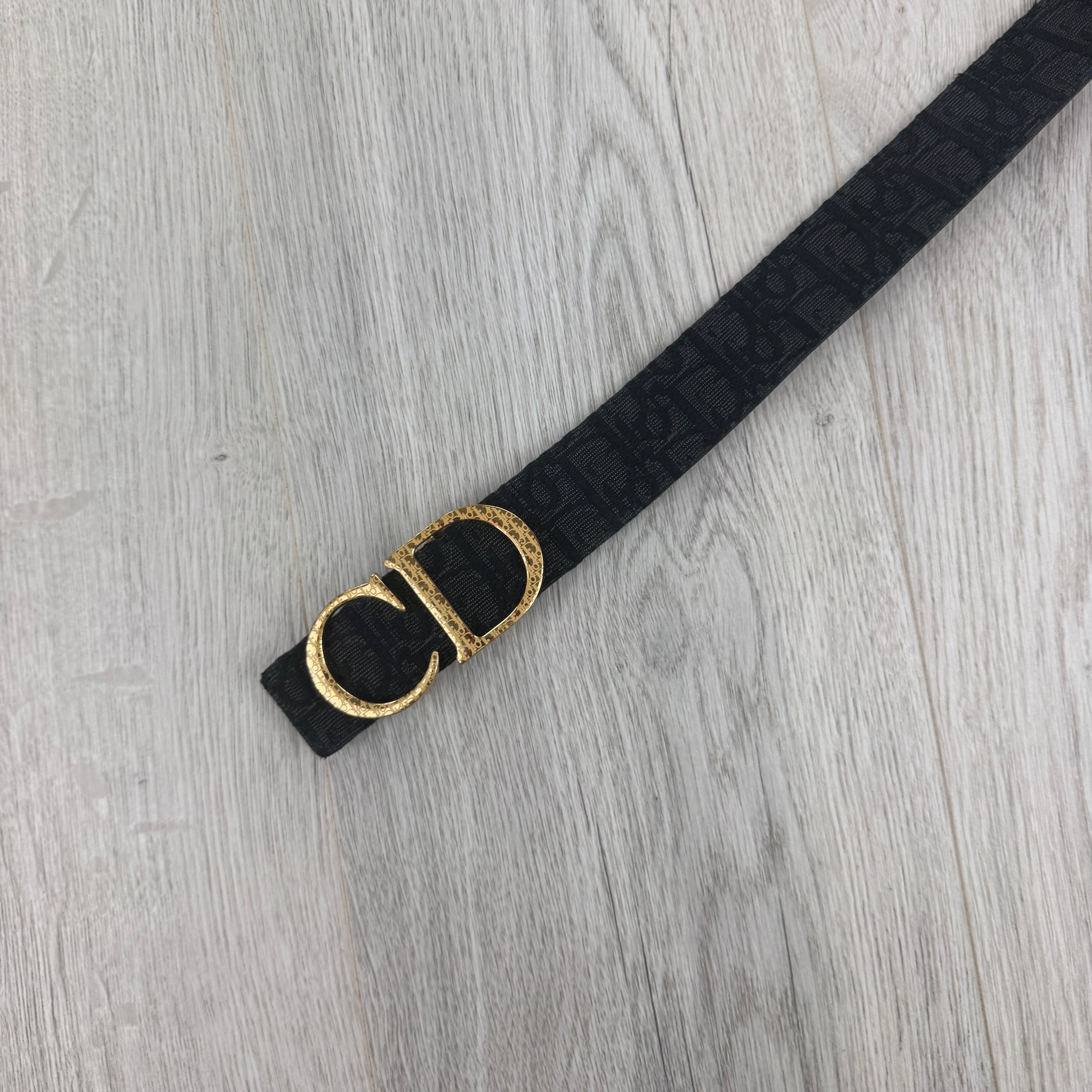 Dior Men’s Oblique Belt With Gold CD Buckle - 95 (Uk 30 -34)