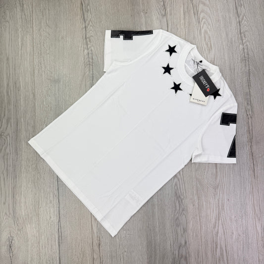 Givenchy Men’s White T-shirt Neckline Black Stars