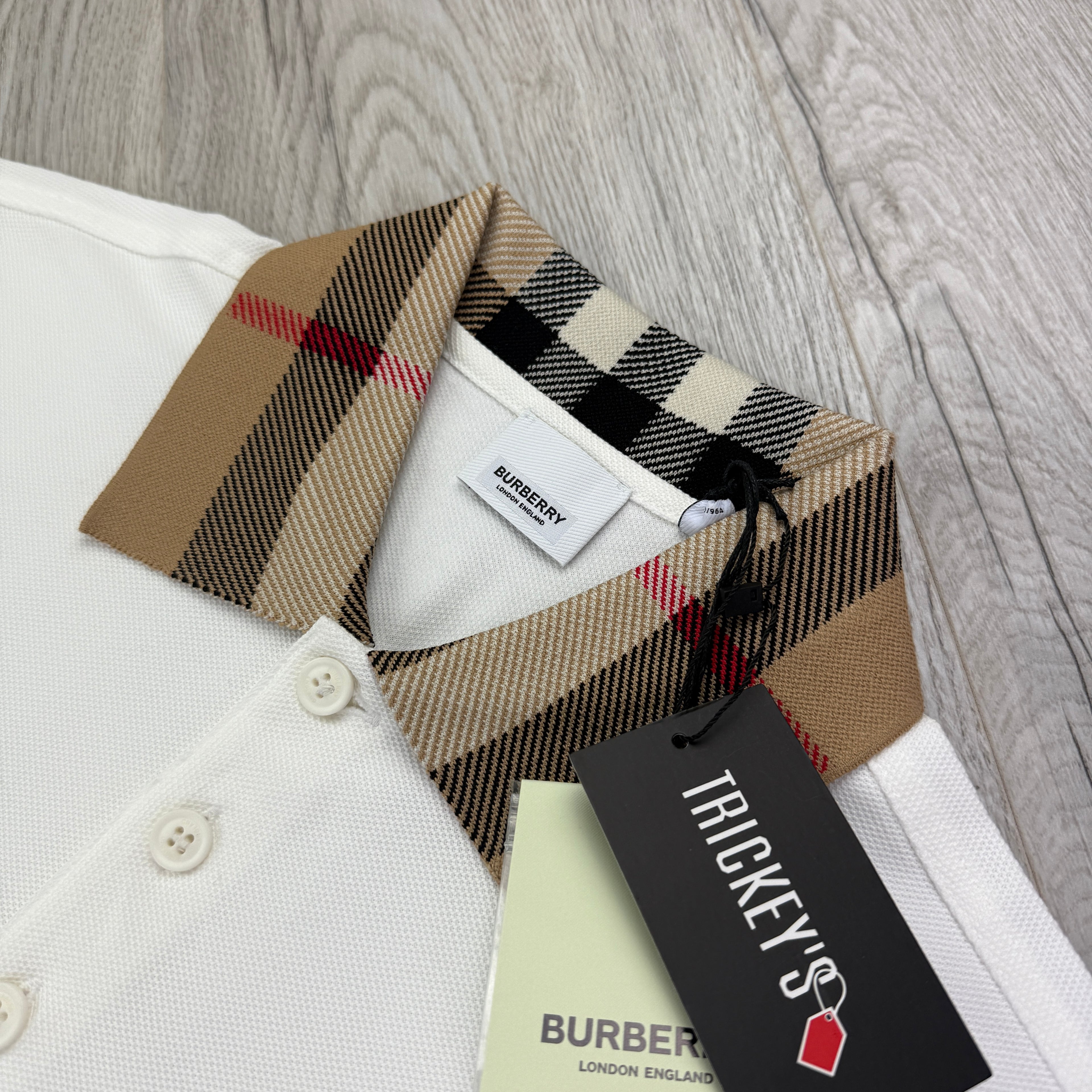 Burberry Men’s White Slim-Fit Checked Cotton-Piqué Polo Shirt