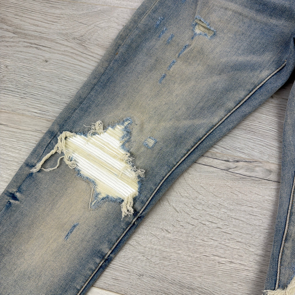 Amiri Men’s Blue MX1 Distressed Ripped Jeans - Uk 30