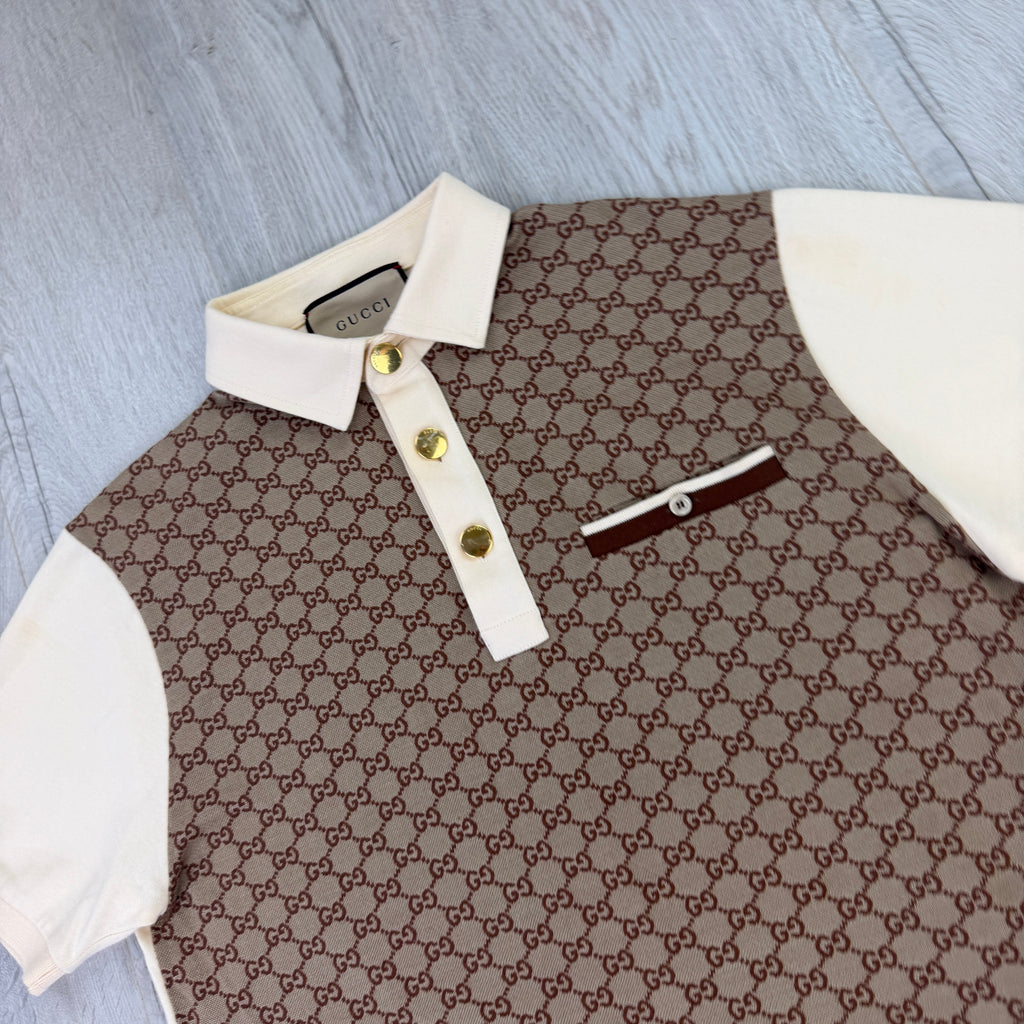 Gucci Men’s Beige  GG Interlocking Polo - Medium