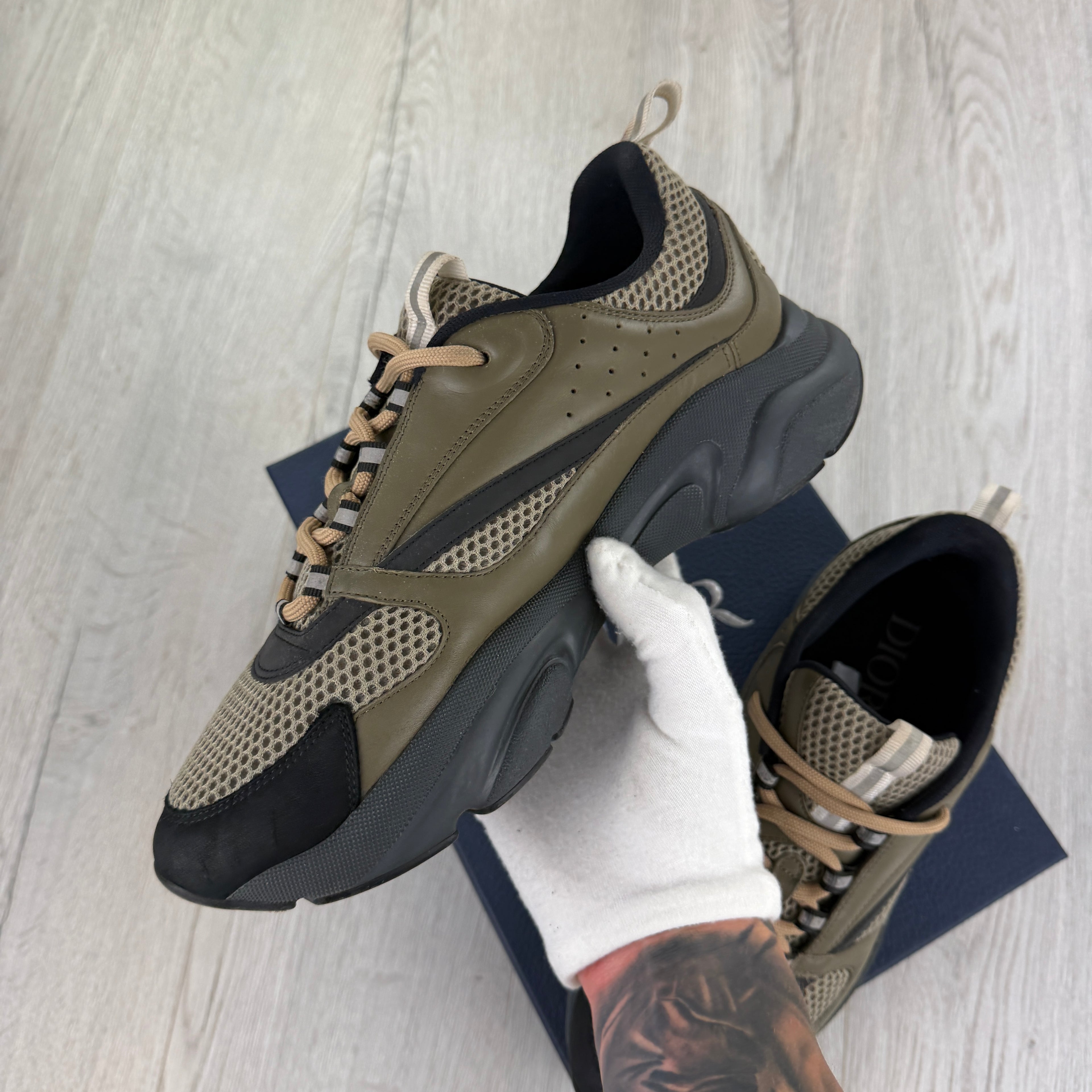 Dior B22 Men’s Khaki Grey Runners - 44 (Fit 9/9.5)