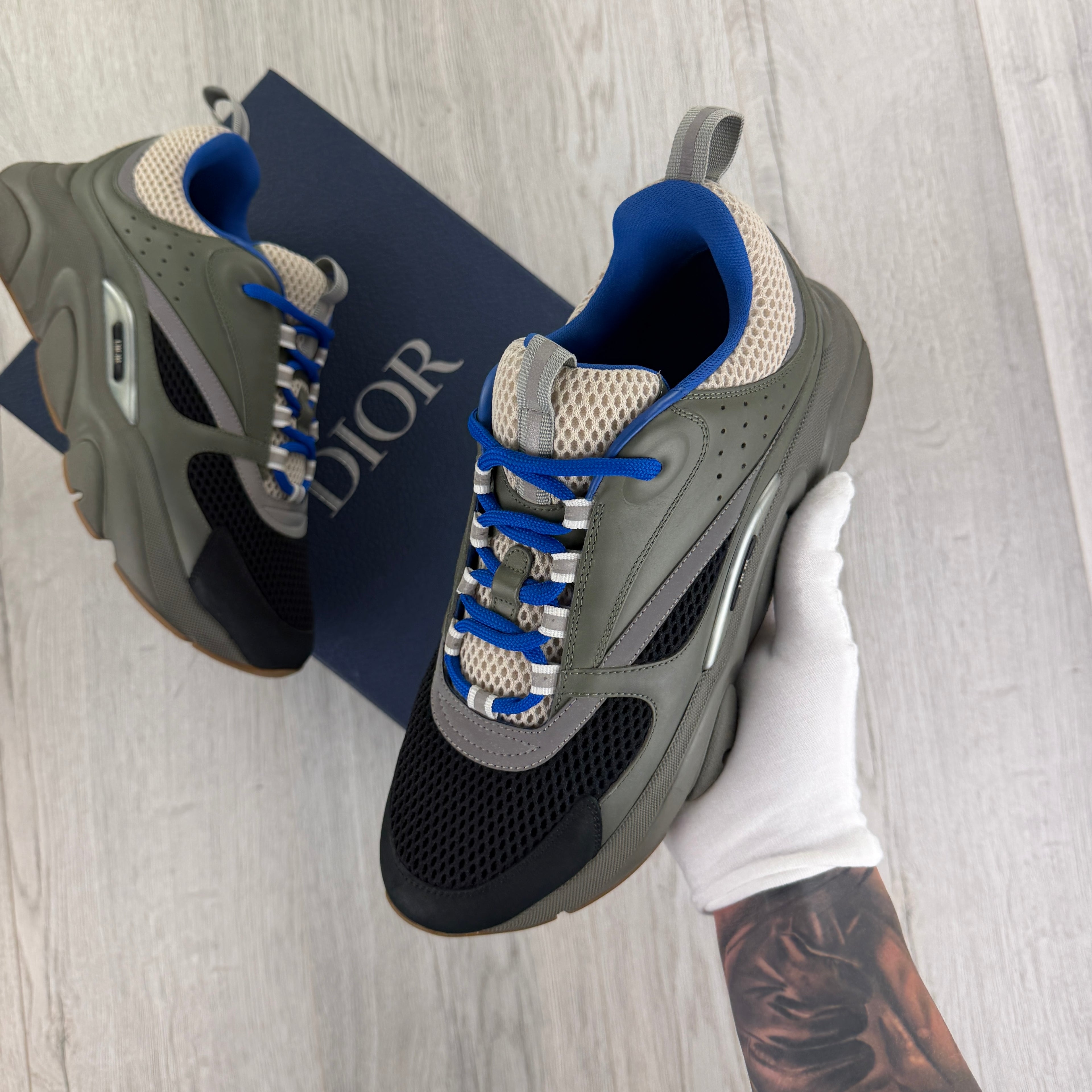 Dior B22 Men’s Khaki Green & Blue Trainers - 43 (Fit Uk 8.5)