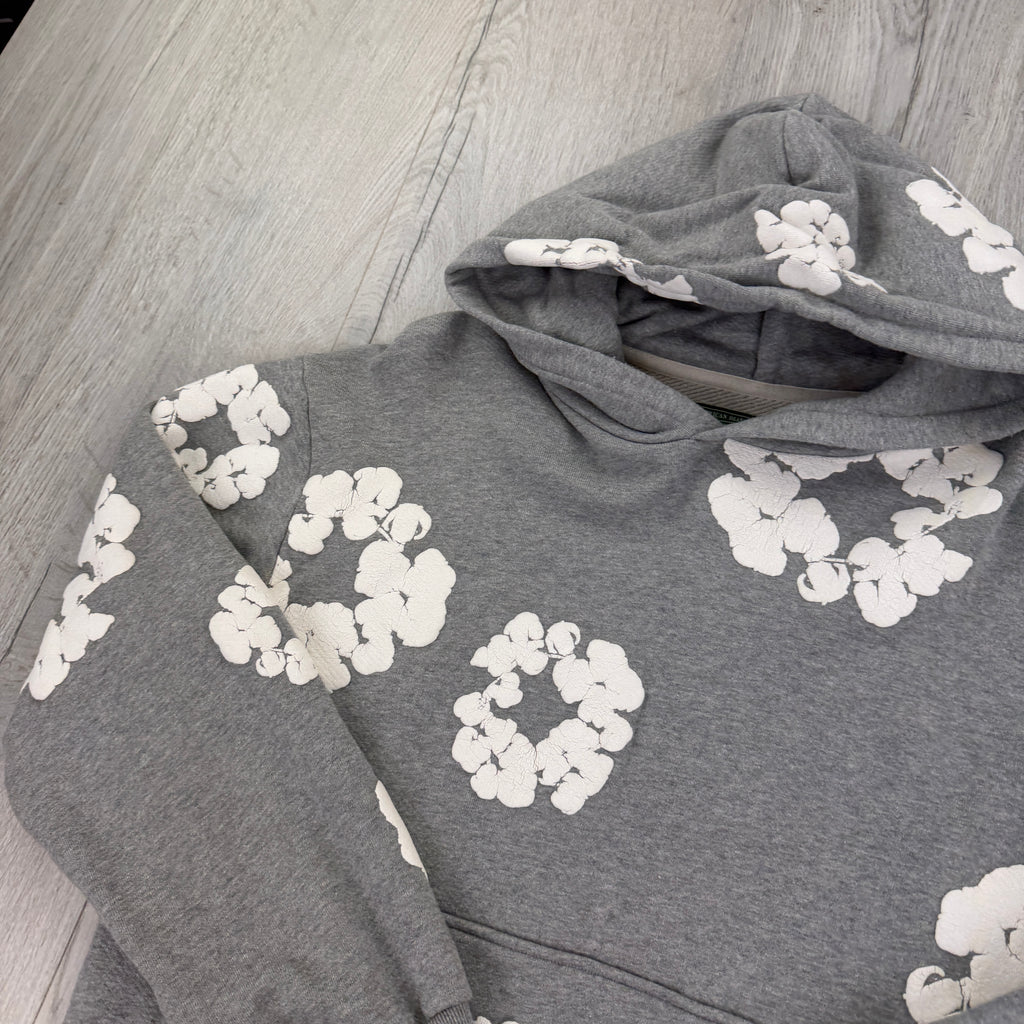 Denim Tears Men’s Grey Cotton Wreath Pullover Hoodie - Small