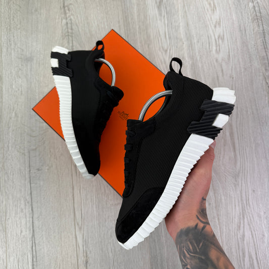 Hermes Men’s Black & White Bouncing Sneakers - Uk 8