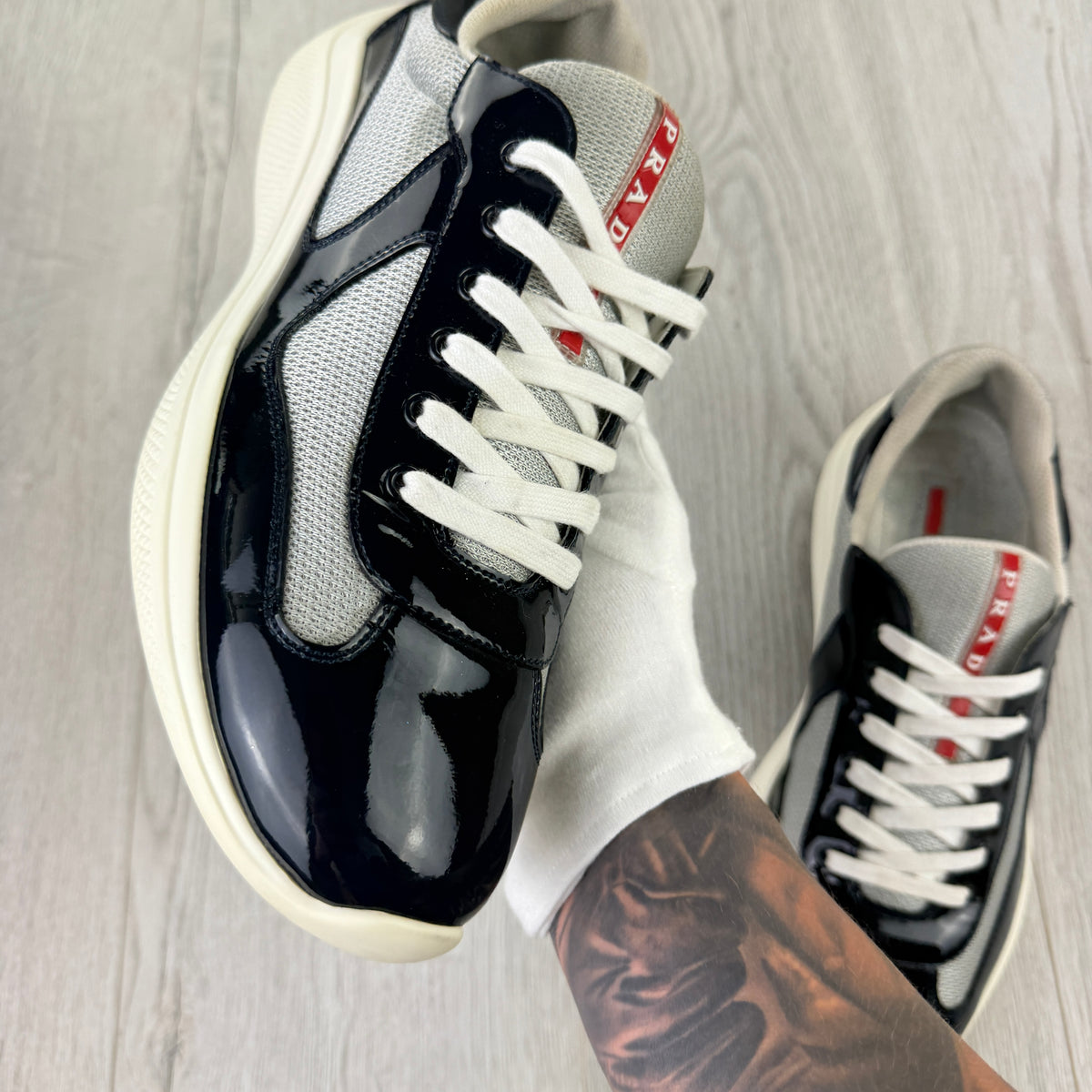 Prada Cups Dark Grey / White Trainers - Uk 11