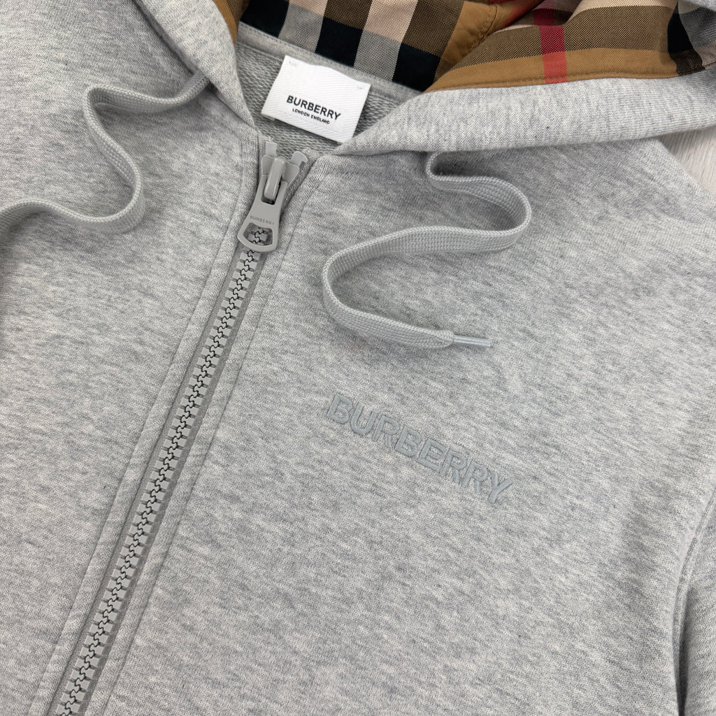 Burberry Men’s Grey Zip-up Hoodie - Small