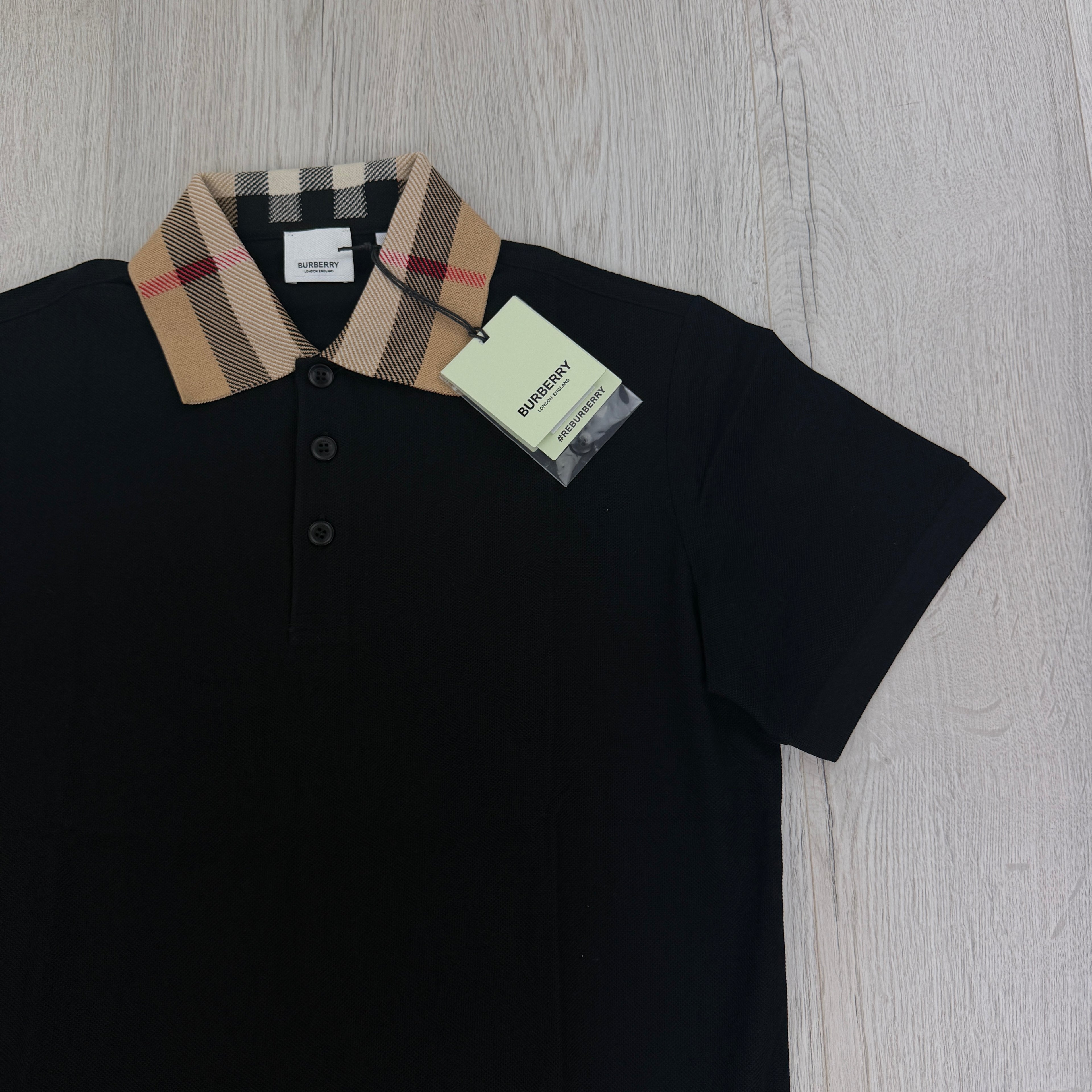 Burberry Men’s Black Polo Printed Collar