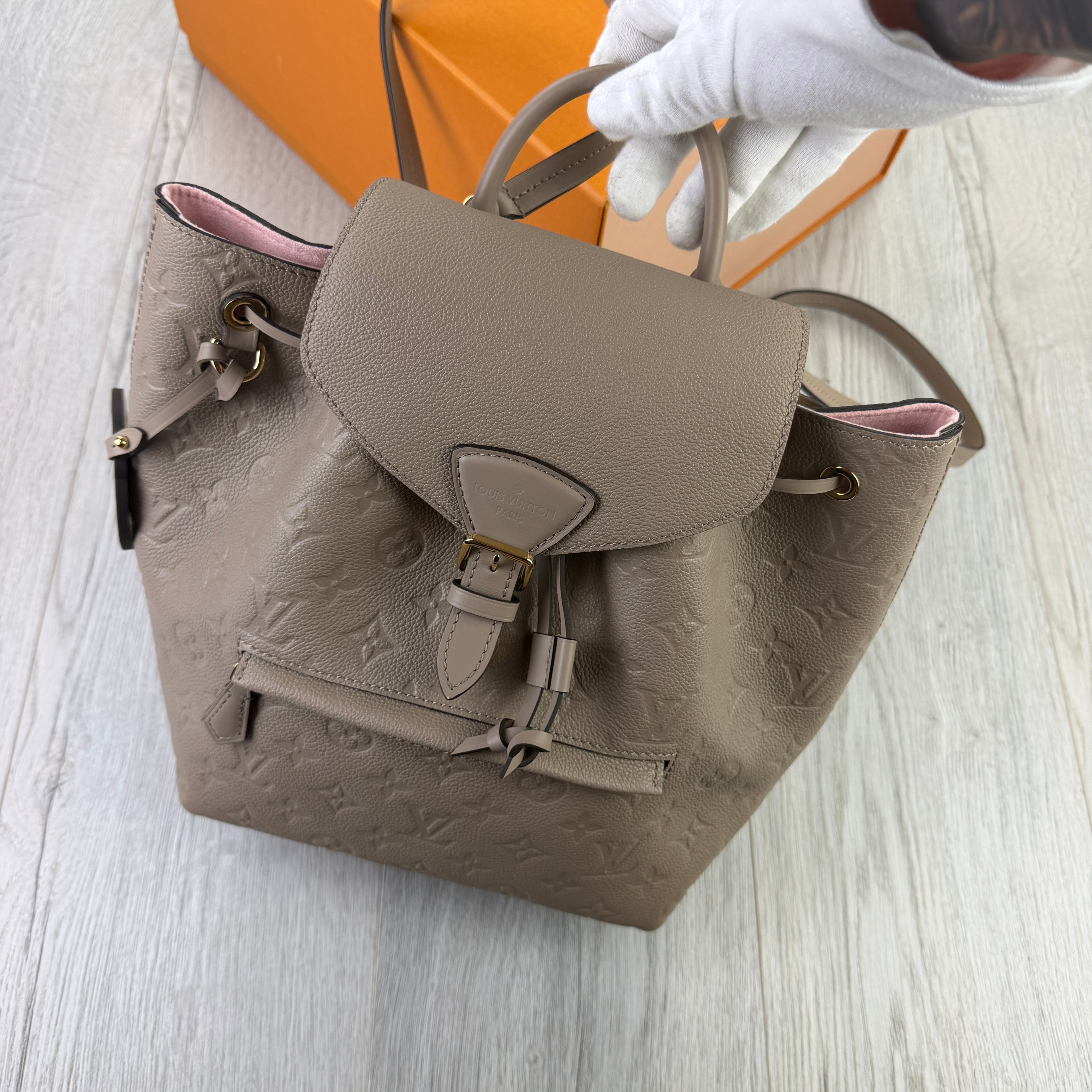 Louis Vuitton Women’s Montsouris MM in Tourtelle, Leather Backpack