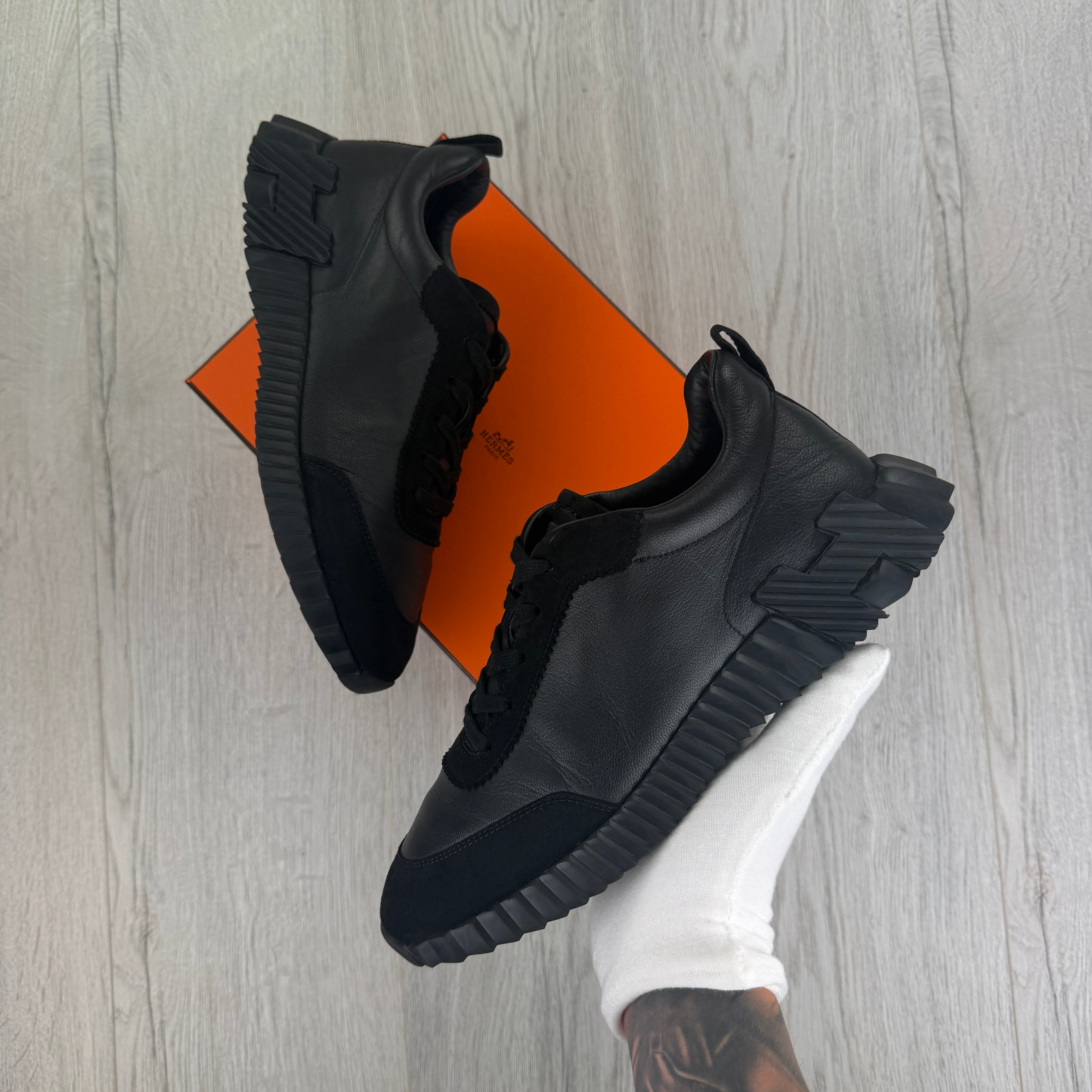 Hermes Men’s All Black Suede Bouncing Sneakers - 42.5 Fit (Uk 8.5)