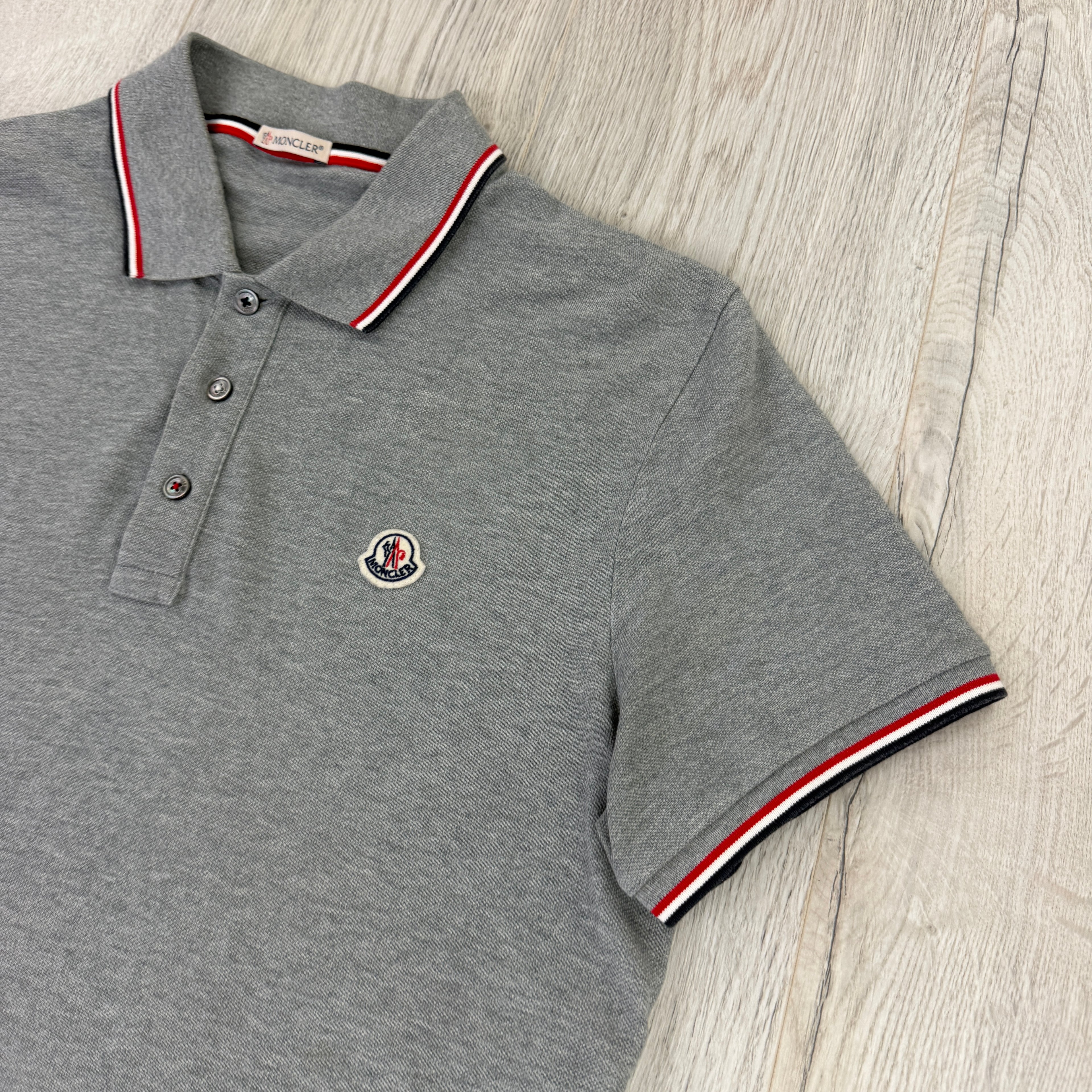 Moncler Men’s Grey Polo Shirt - Large Slim