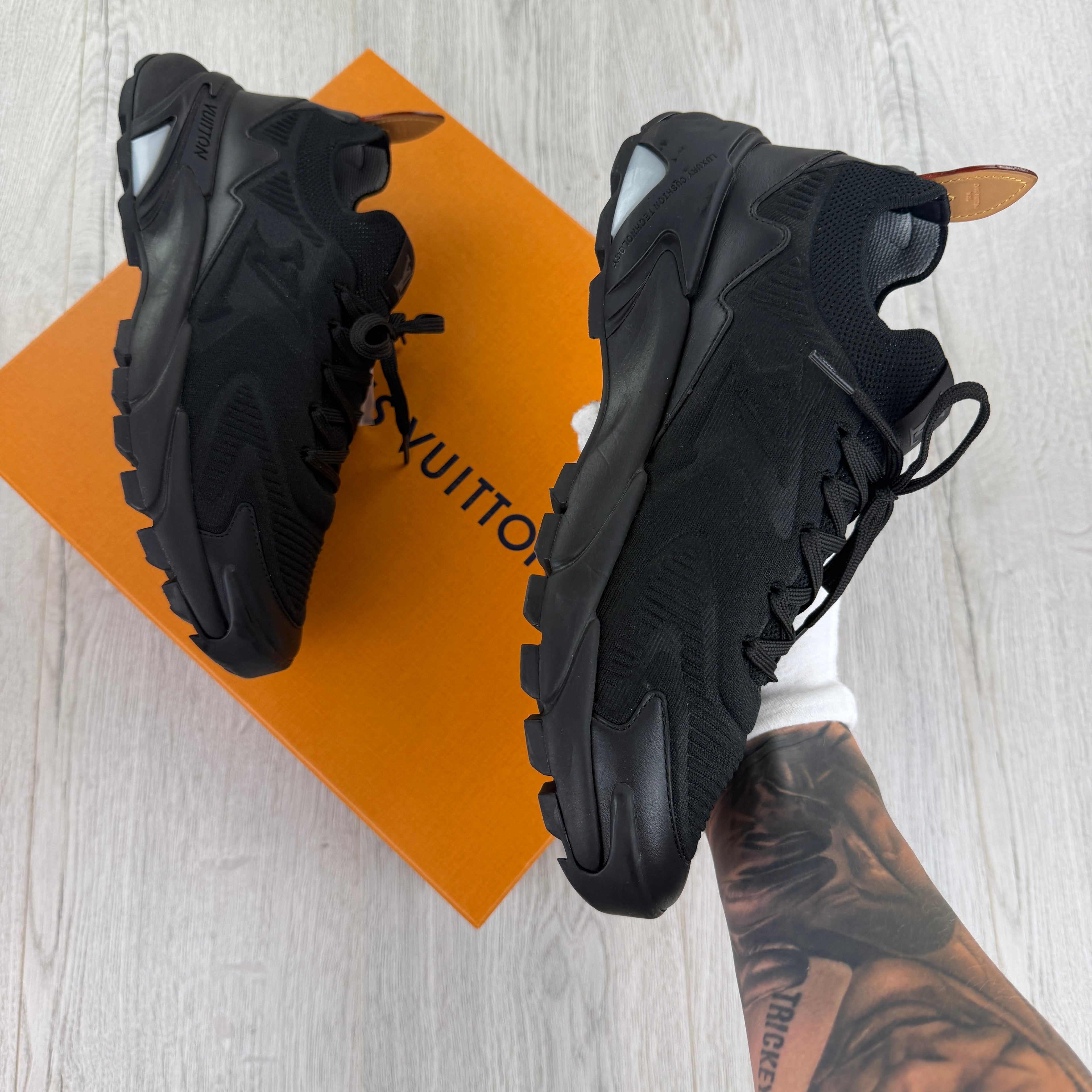 Louis Vuitton Men’s All Black Tatic Trainers - Uk 8 (Fit 9)