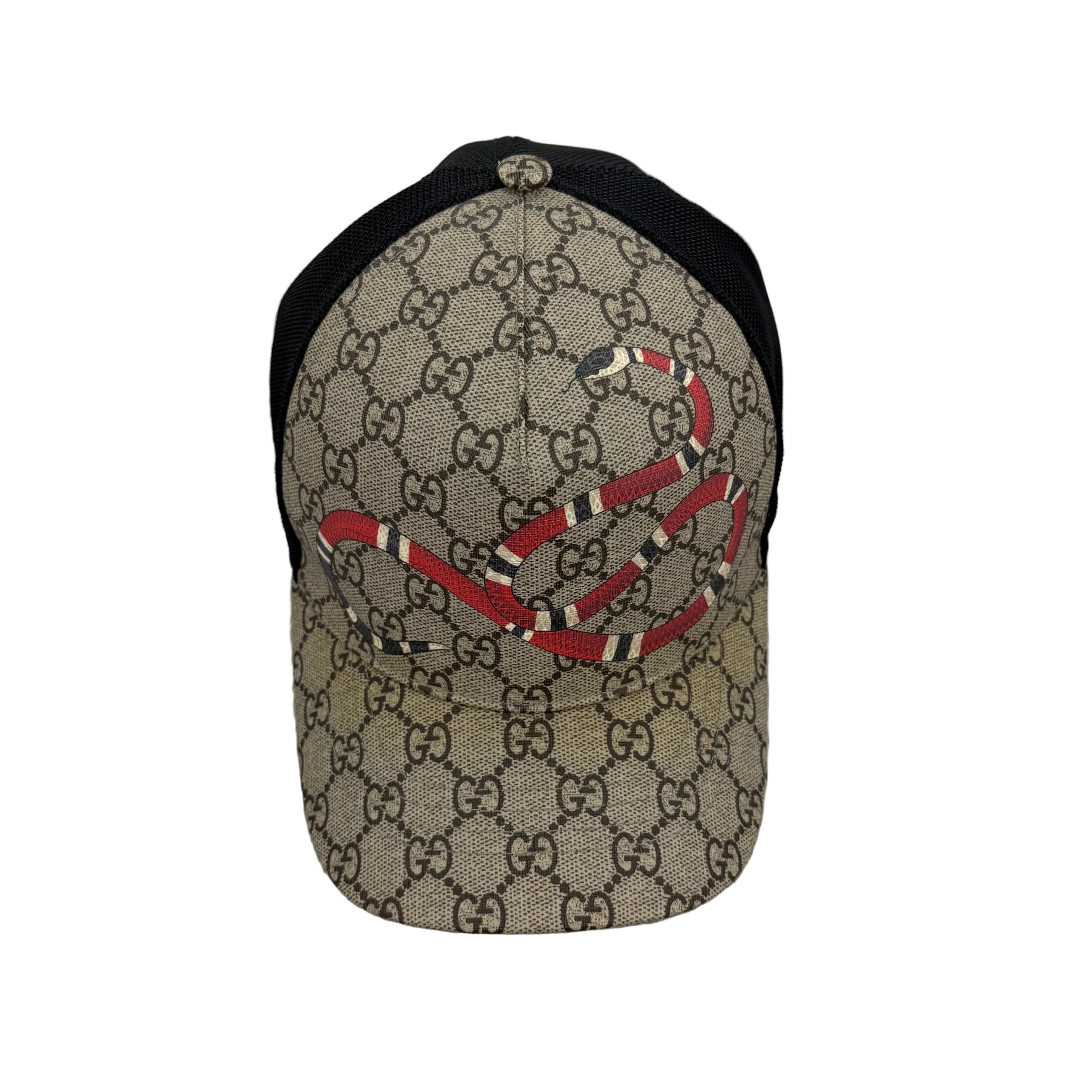 Gucci Men’s Beige GG Interlocking Snake Print Baseball Cap