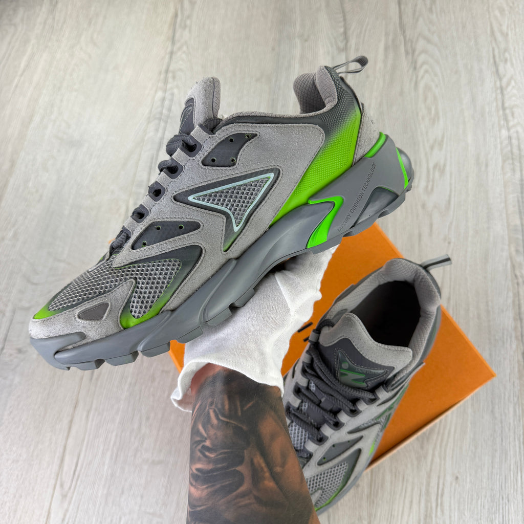 Louis Vuitton Men’s Grey/Green Tactical Trainers - Uk 8.5