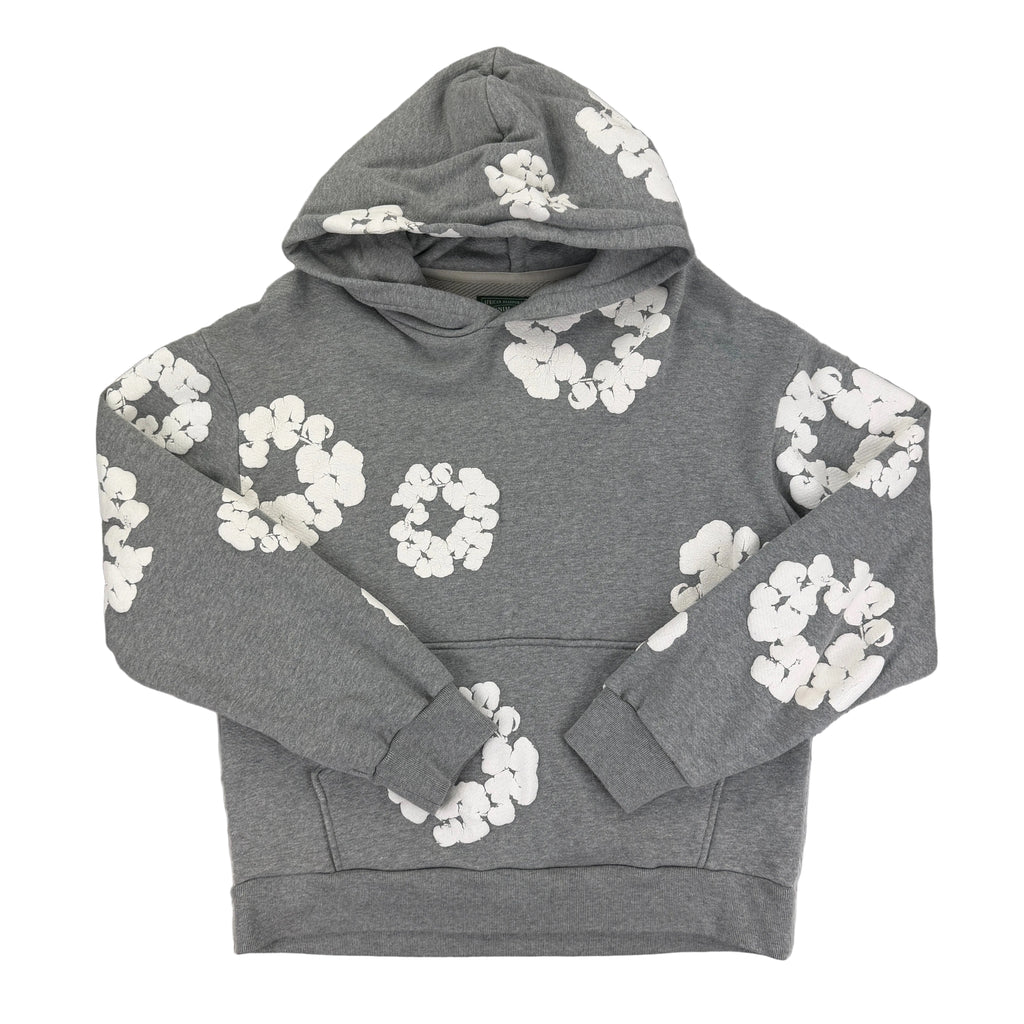 Denim Tears Men’s Grey Cotton Wreath Pullover Hoodie - Small
