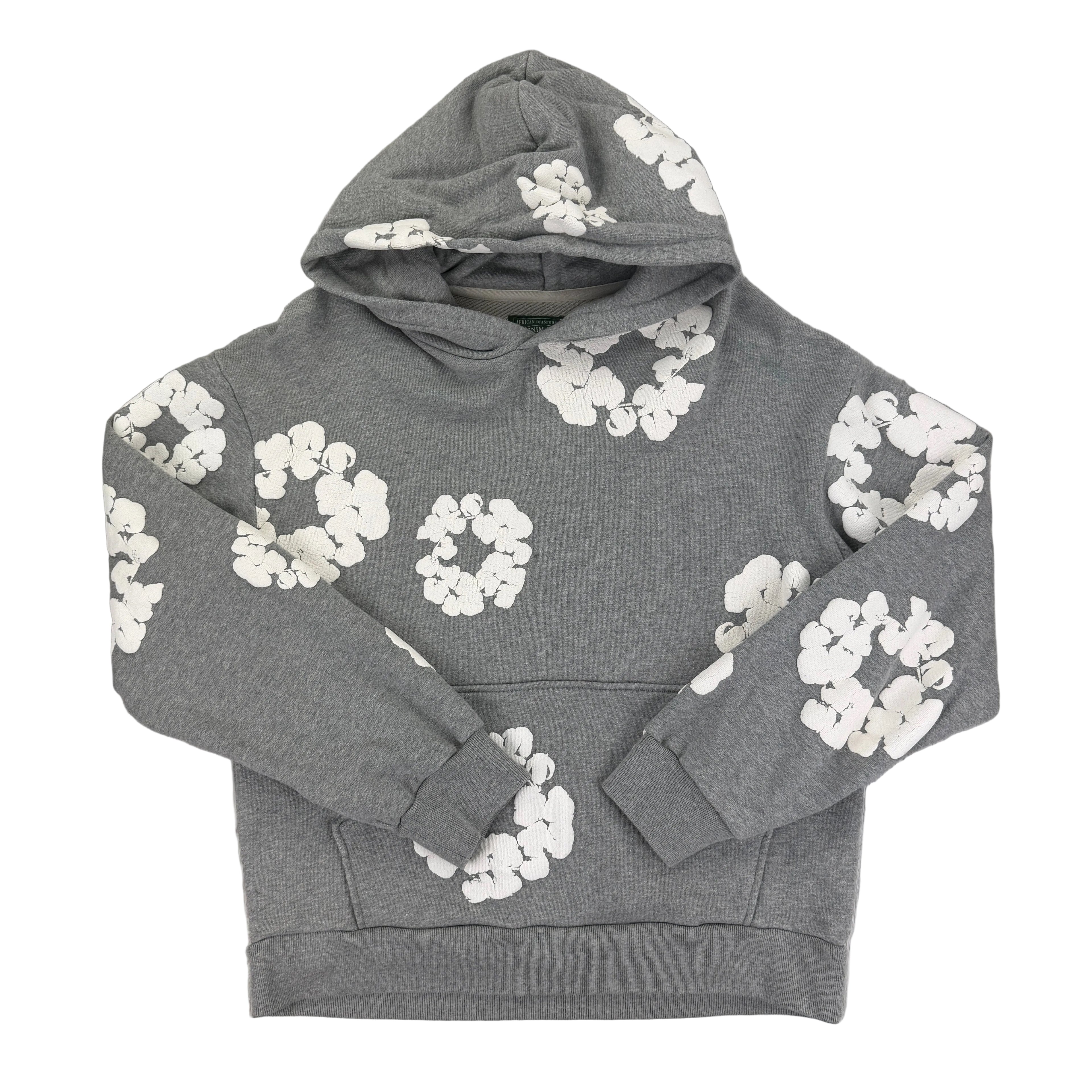 Denim Tears Men’s Grey Cotton Wreath Pullover Hoodie - Small