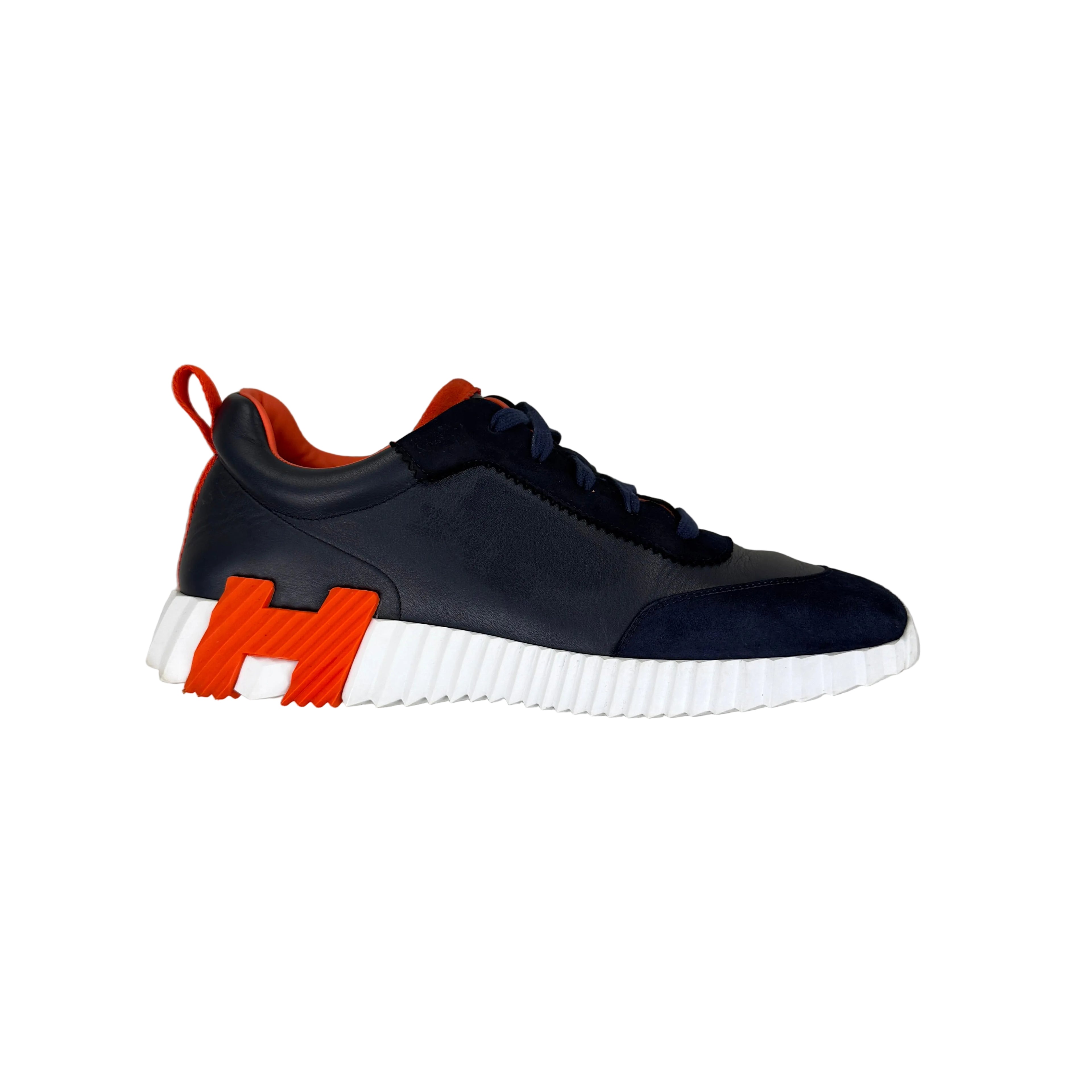 Hermes Men’s Navy & Orange Bouncing Sneakers - 42.5 (Fit Uk 8.5)