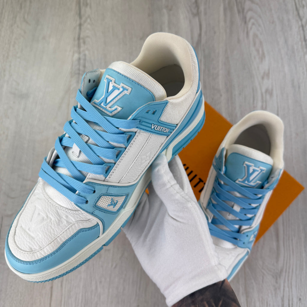 Louis Vuitton Men’s Blue & White Low Trainers - Uk 7 (Fit 7.5)