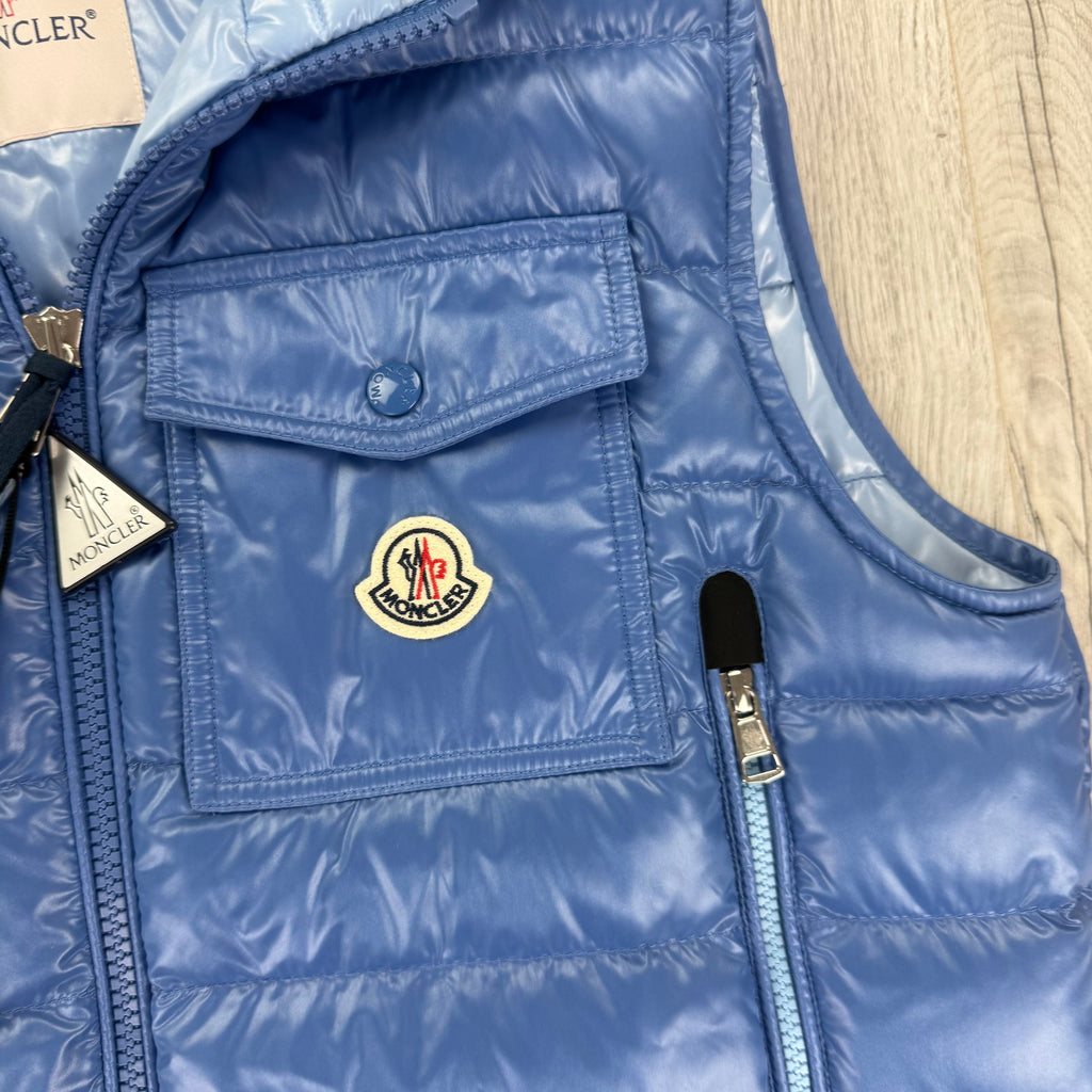 Moncler Morellet Men’s Ragot Baby Blue Hooded Gilet - Size 2