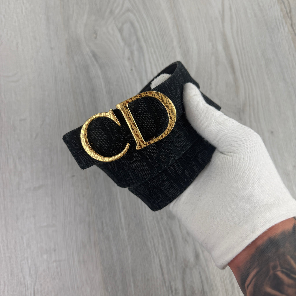 Dior Men’s Oblique Belt With Gold CD Buckle - 95 (Uk 30 -34)