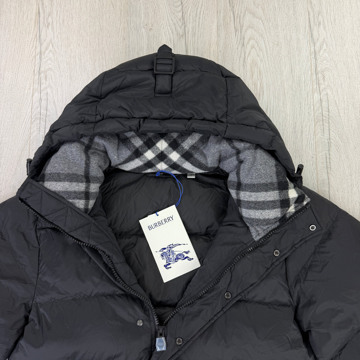 Burberry Men’s Halsby Hooded Check Black Down Jacket