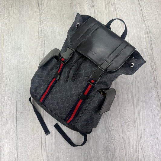 Gucci Black GG Supreme Canvas Sherry Line Backpack