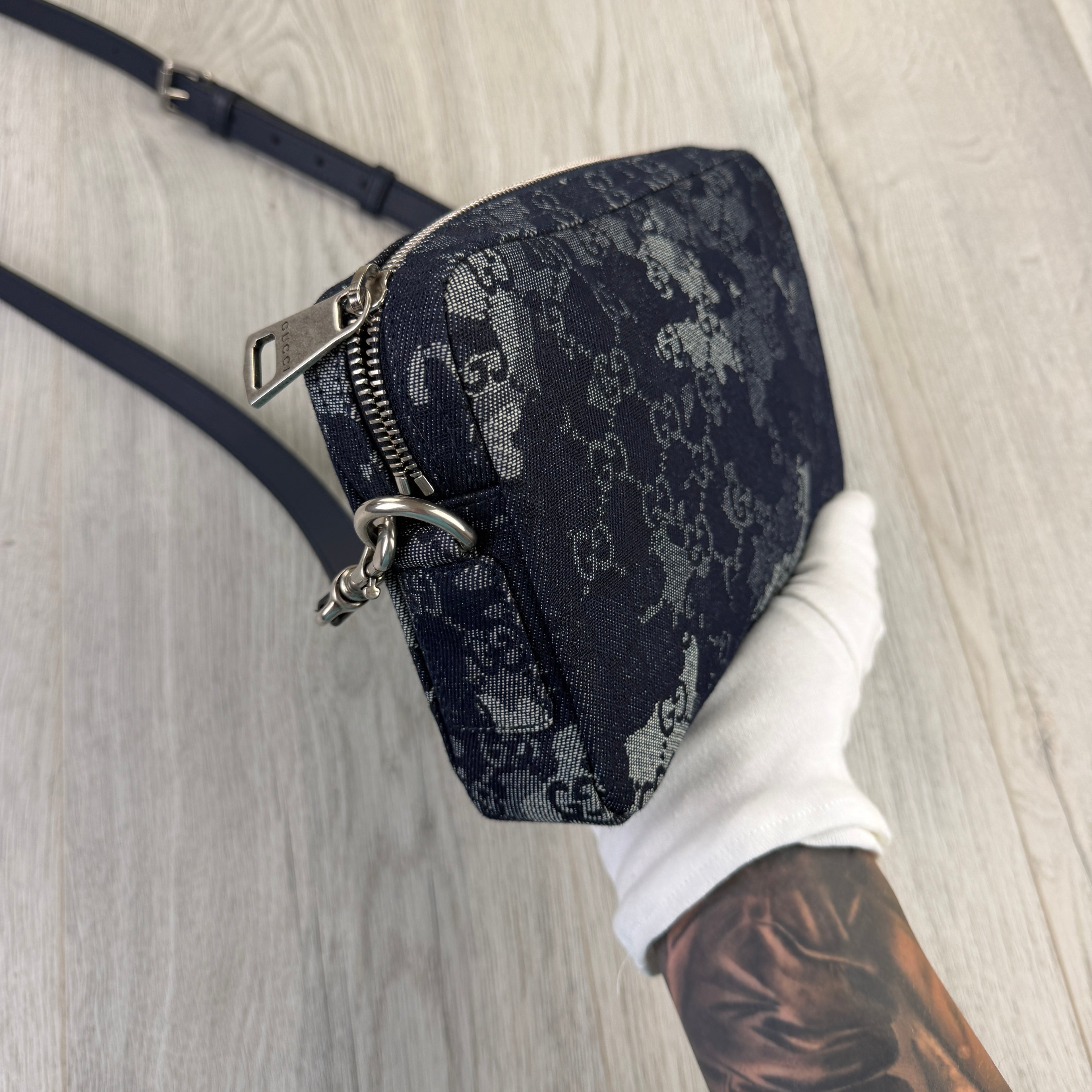 Gucci Men’s Blue Camo GG Monogram Small Side Big