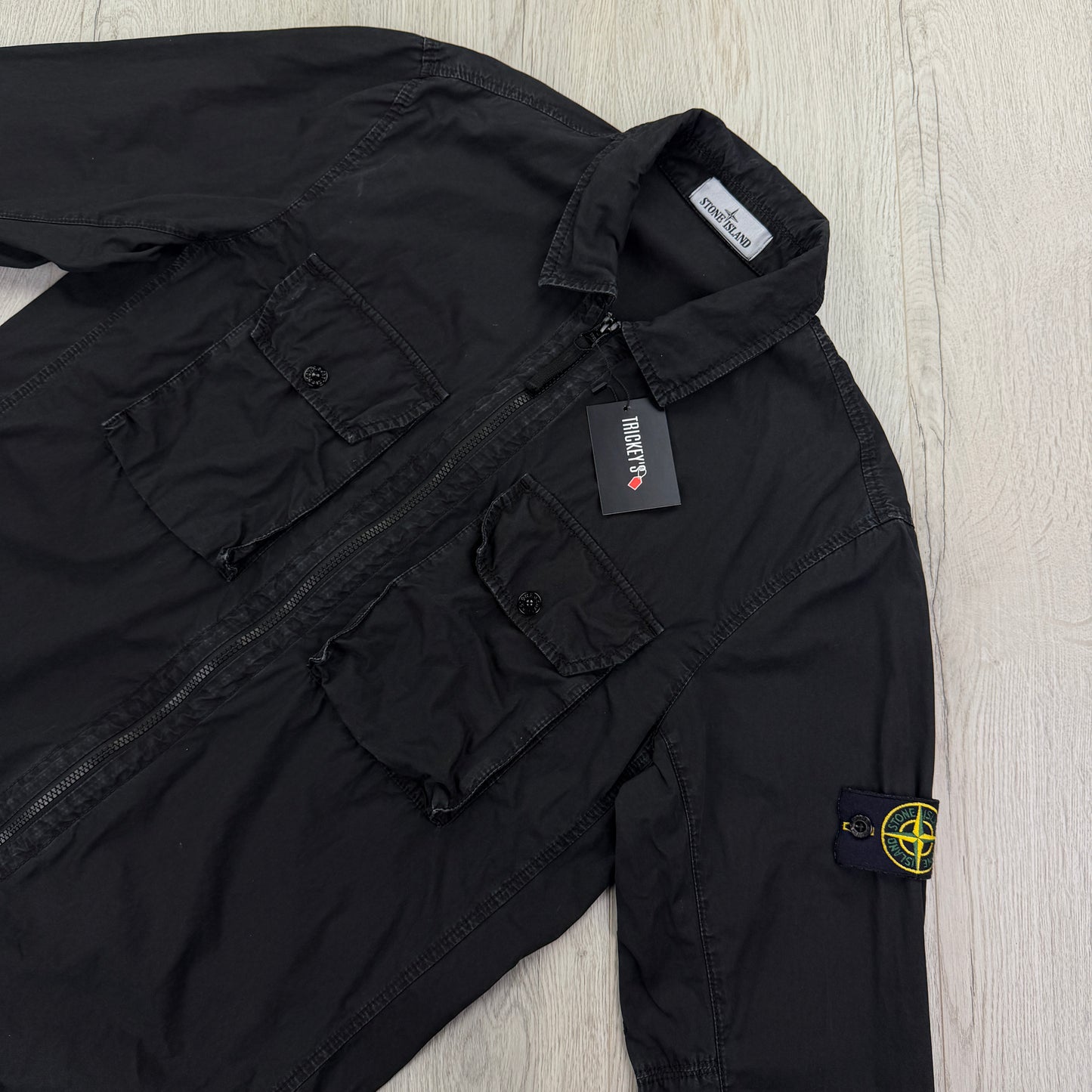 Stone Island Men’s Black Zipped Over-shirt - Large