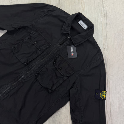 Stone Island Men’s Black Zipped Over-shirt - Large