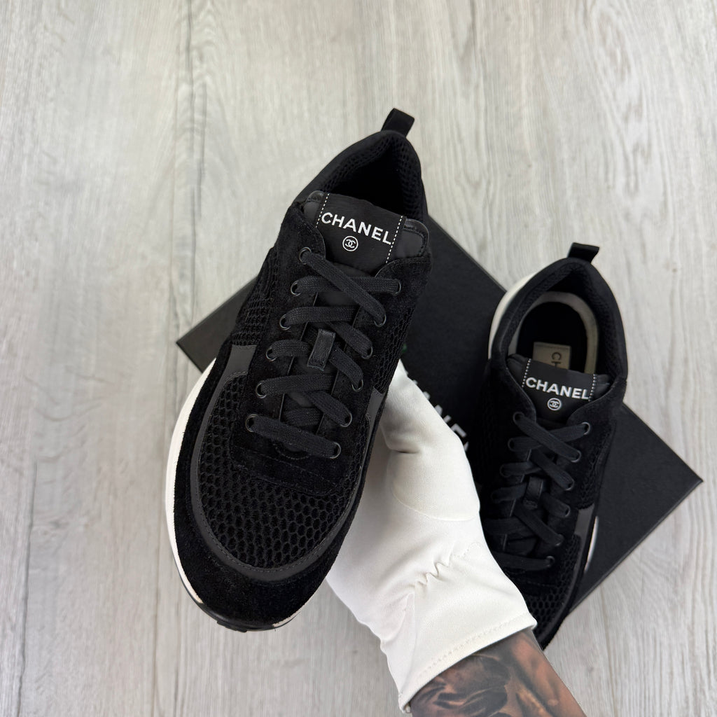 Chanel Men’s Black Low Suede Runners - Uk 7
