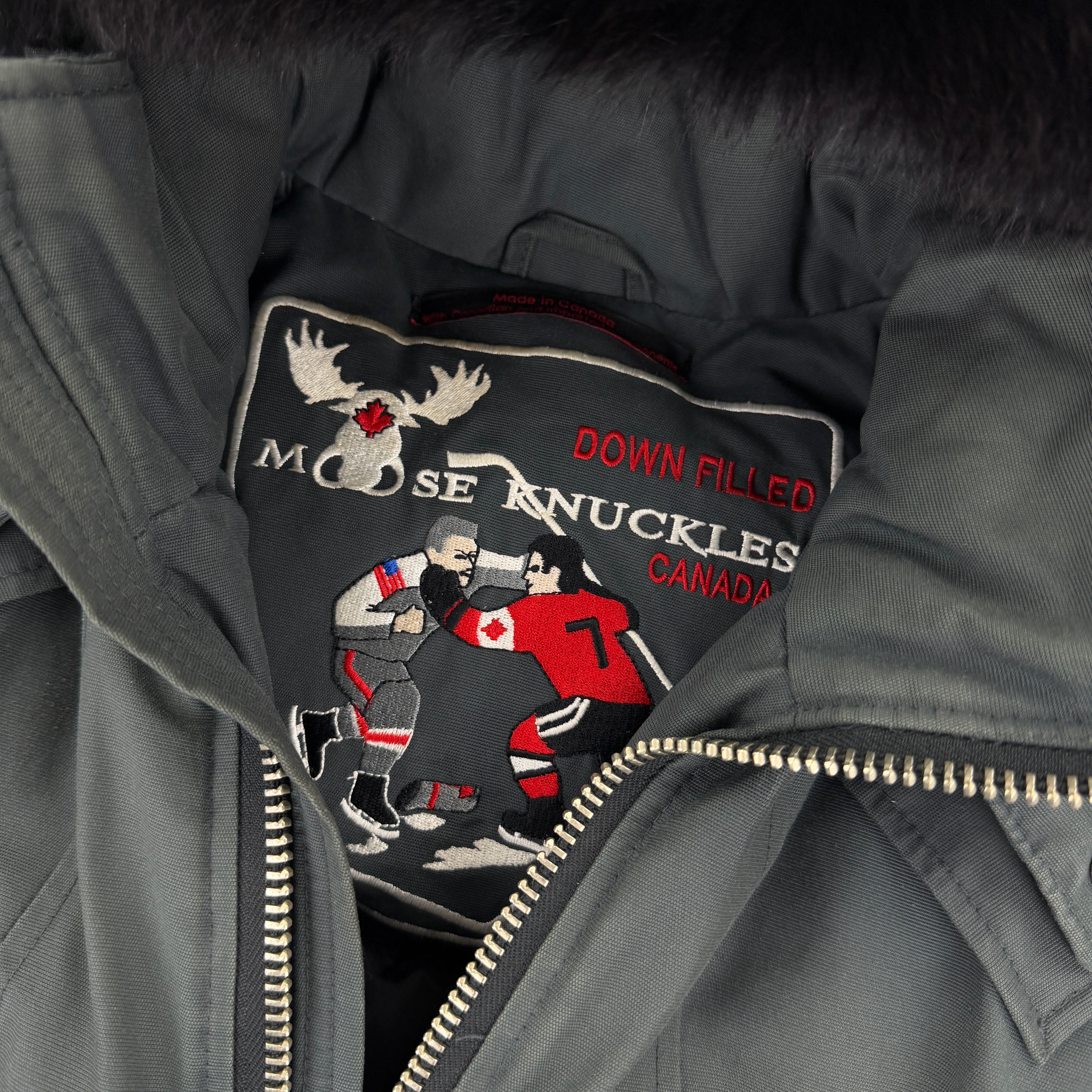 Moose Knuckles Men’s Graphite Zip-up Ballistic Bomber Parker Jacket - XS