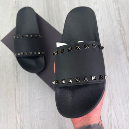 Valentino Men’s Black RockStud Sliders - UK 10