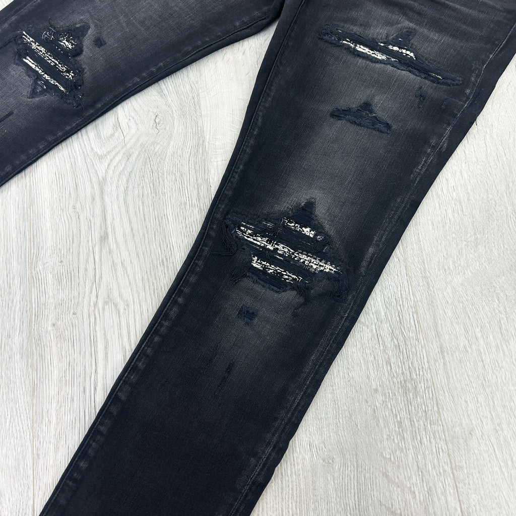 Amiri Men’s Boucle MX1 Aged Black Distressed Jeans