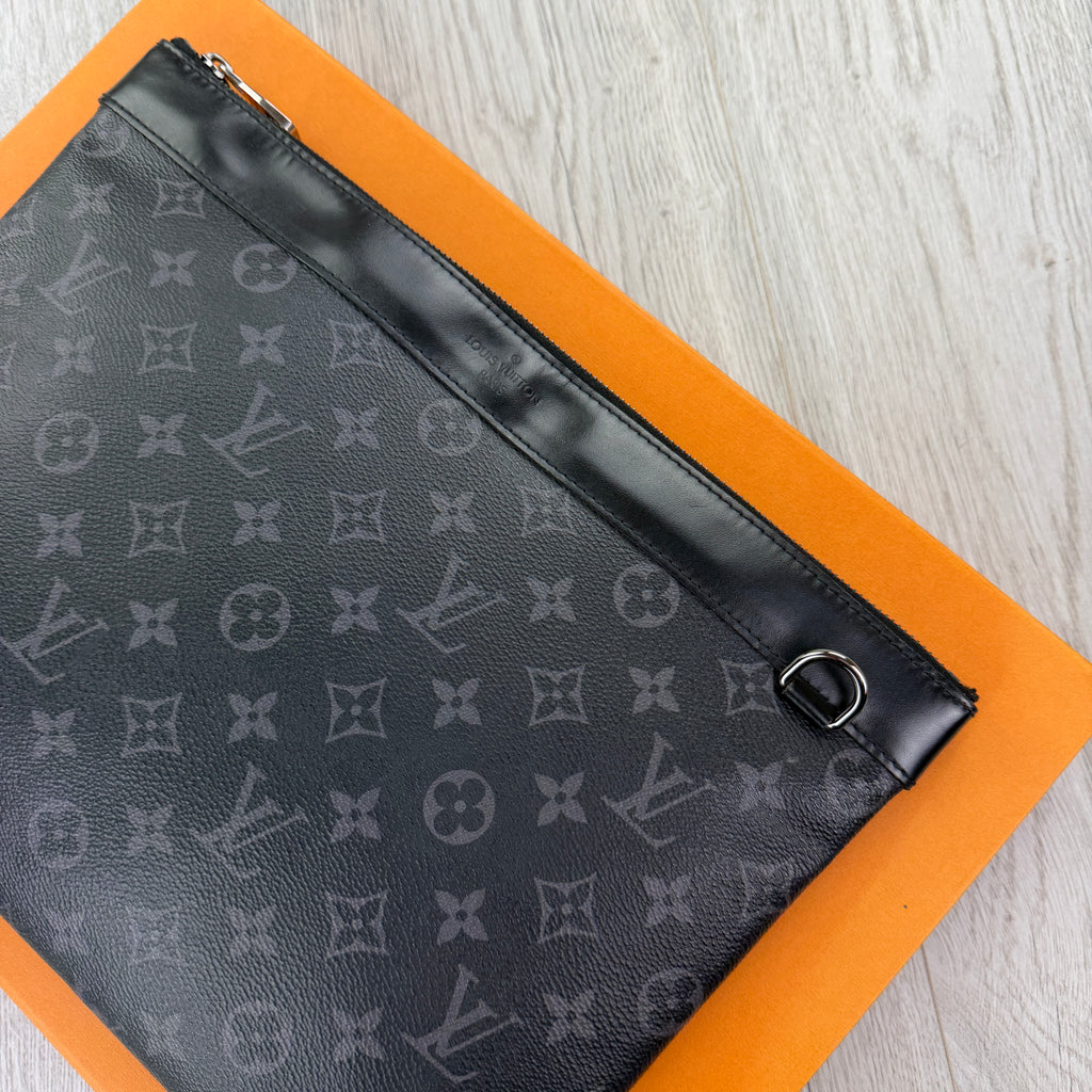 Louis Vuitton Black Monogram Clutch / Small Laptop Case